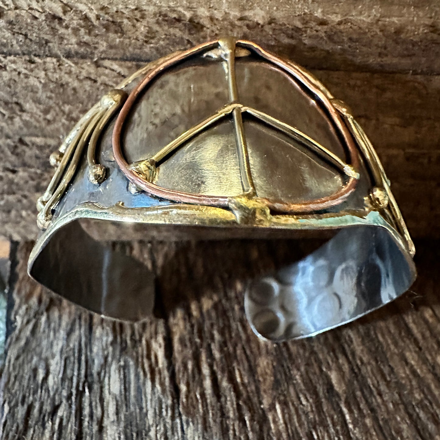 Boho Handmade Artesian Hippie Mixed Metal Wide Cuff Bracelet Bangle, Gift Box - Silver Elegant