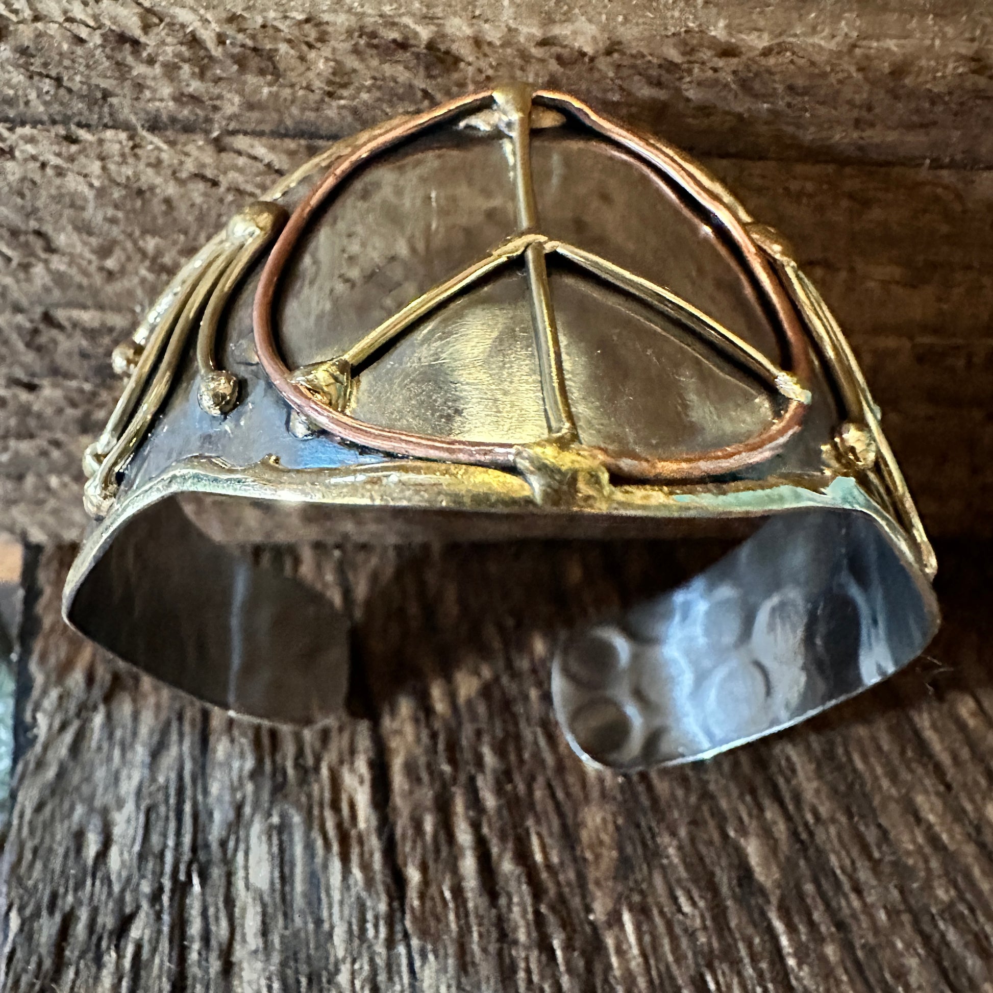 Boho Handmade Artesian Hippie Mixed Metal Wide Cuff Bracelet Bangle, Gift Box - Silver Elegant