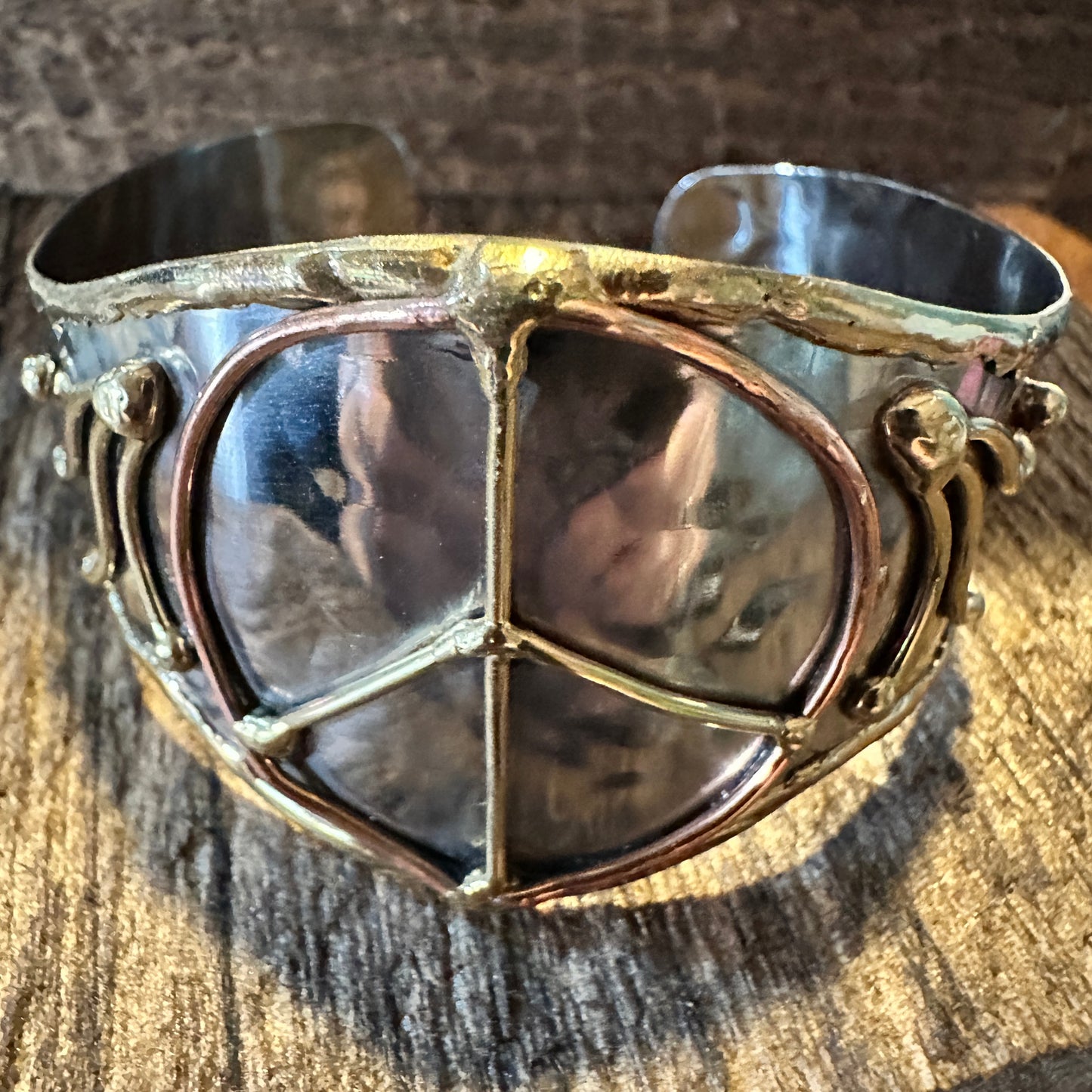 Boho Handmade Artesian Hippie Mixed Metal Wide Cuff Bracelet Bangle, Gift Box - Silver Elegant