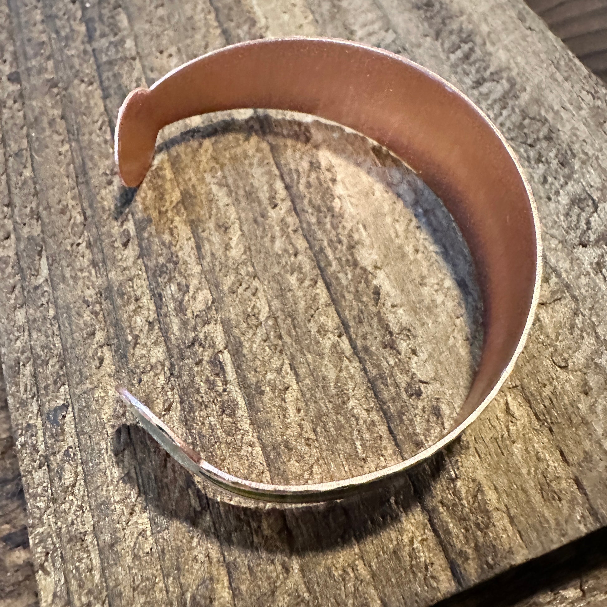 Handmade Boho Copper Wide Cuff Bracelet, Diamond Cut Rainbow Pride Design, Gift Box - Silver Elegant