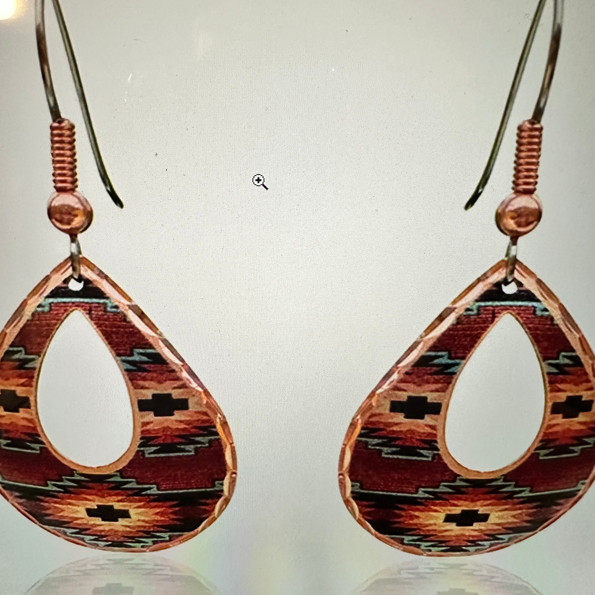 Handmade Boho Copper Earrings, Diamond Cut Southwestern Native Drop Earrings, Gift Box - Silver Elegant