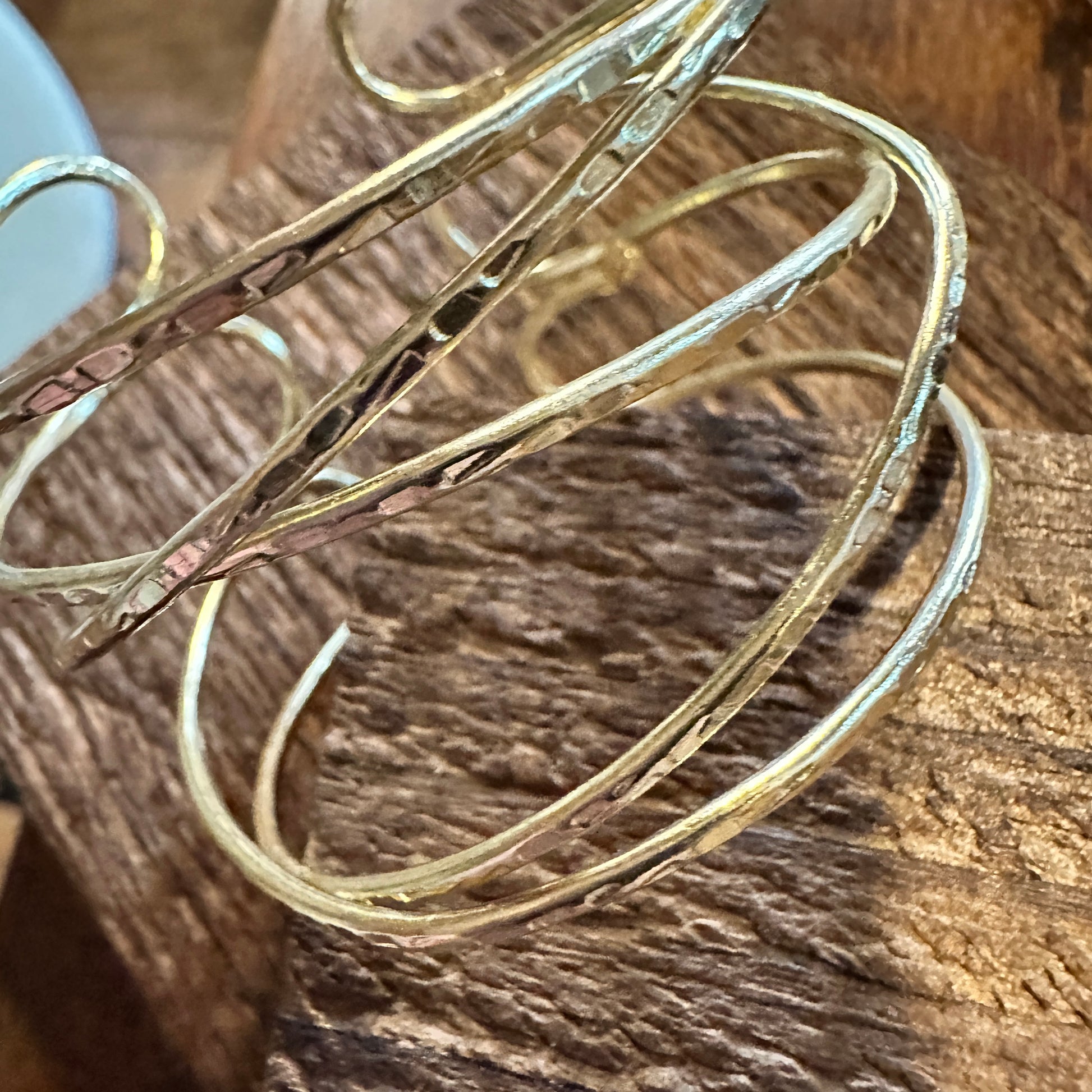 Handcrafted Boho Gold Plated Adjustable Wide Cuff X Bracelet - Gift Box - Silver Elegant