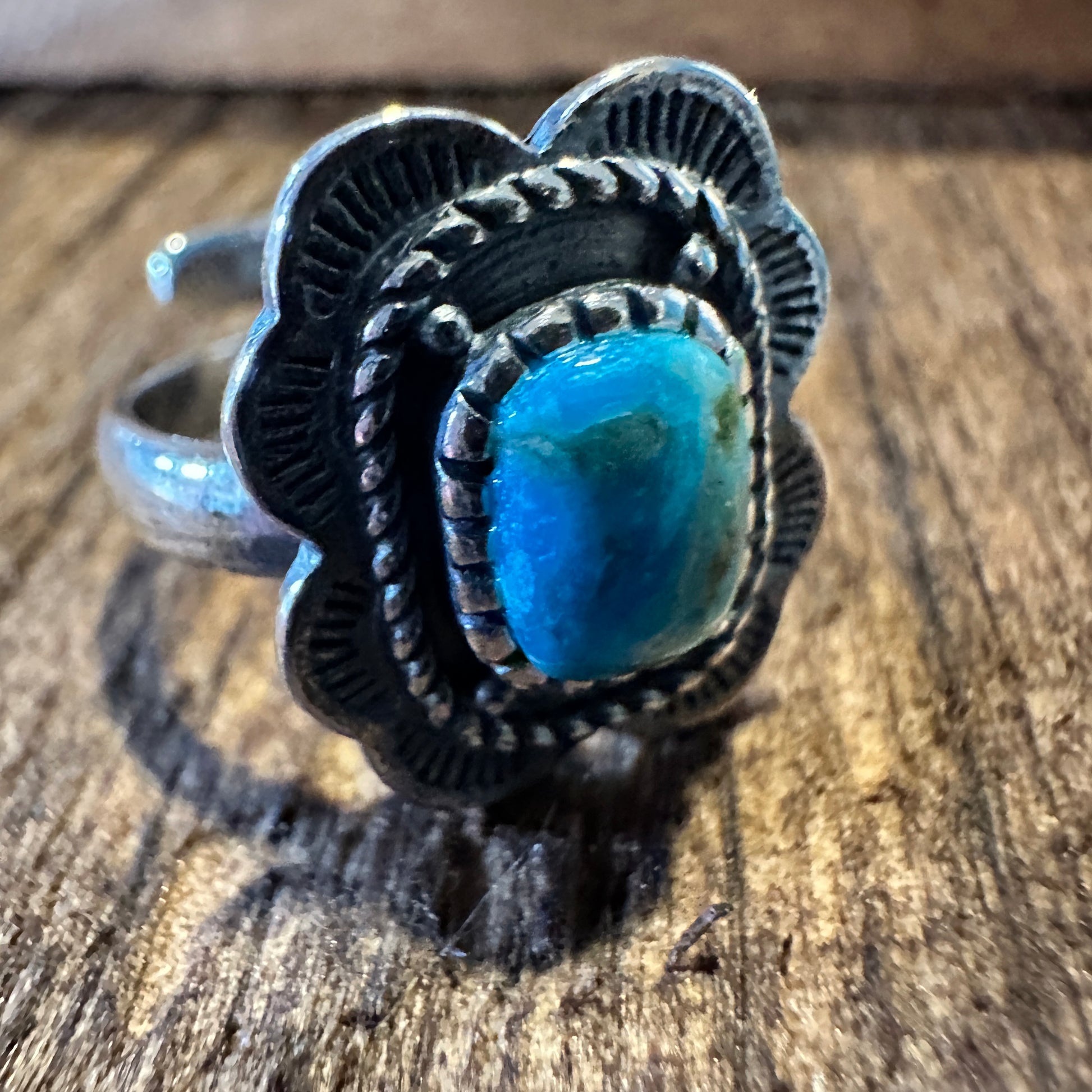 Native American Asia Turquoise Cuff Statement Ring, Genuine Sterling Silver & Turquoise Stone, Gift Box - Silver Elegant