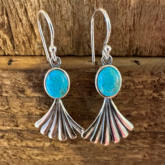 Navajo Prayer Turquoise Dangle Earrings in Sterling Silver, Authentic Gift Box Included - Silver Elegant