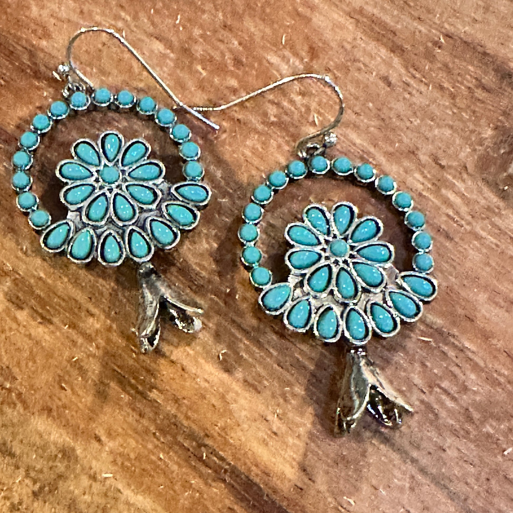 Turquoise Blossom Charm Earrings: Nature's Elegance WildWestBoho