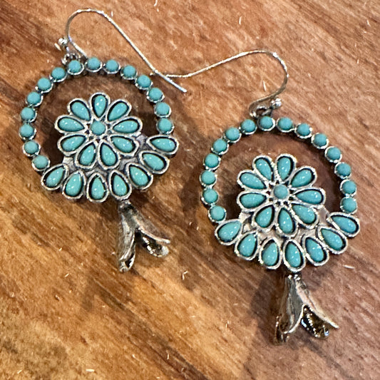 Turquoise Blossom Charm Earrings: Nature's Elegance WildWestBoho