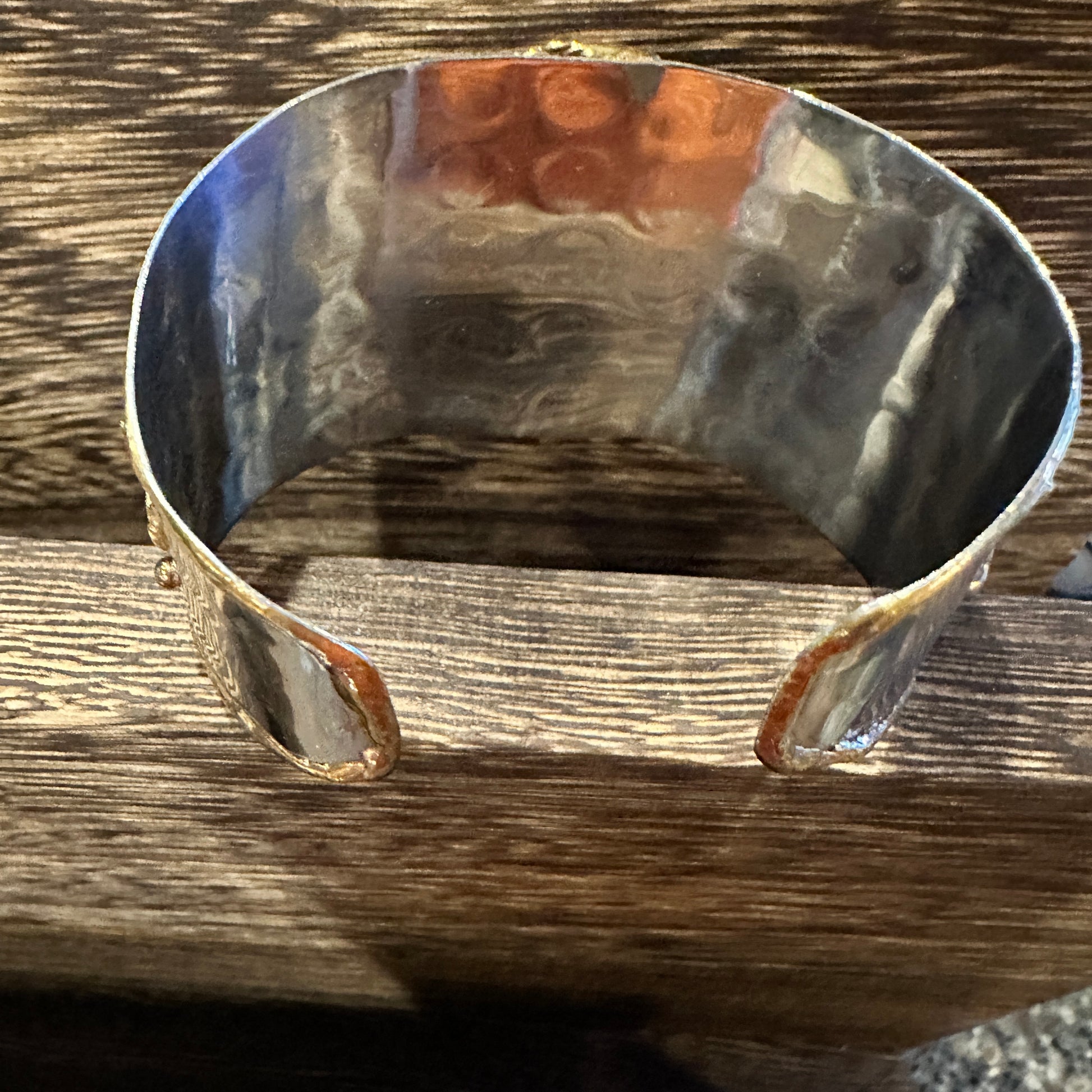 Artisan-Made Adjustable Cuff Bracelet with Amazonite Green Stone and Mixed Metals, Gift-Ready Packaging Silver Elegant