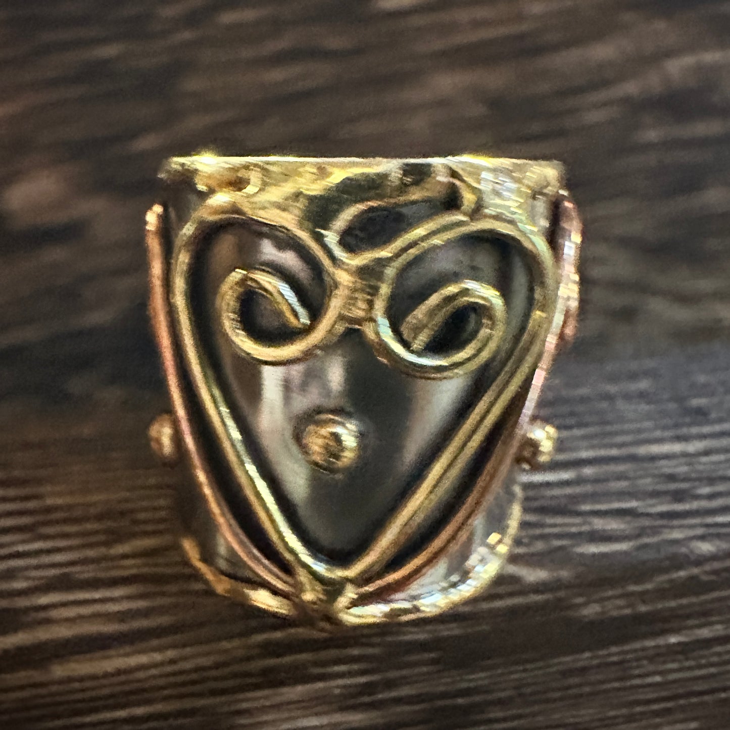 Artisan Crafted Silver & Copper Heart Wide Cuff Ring in Gift Box Silver Elegant