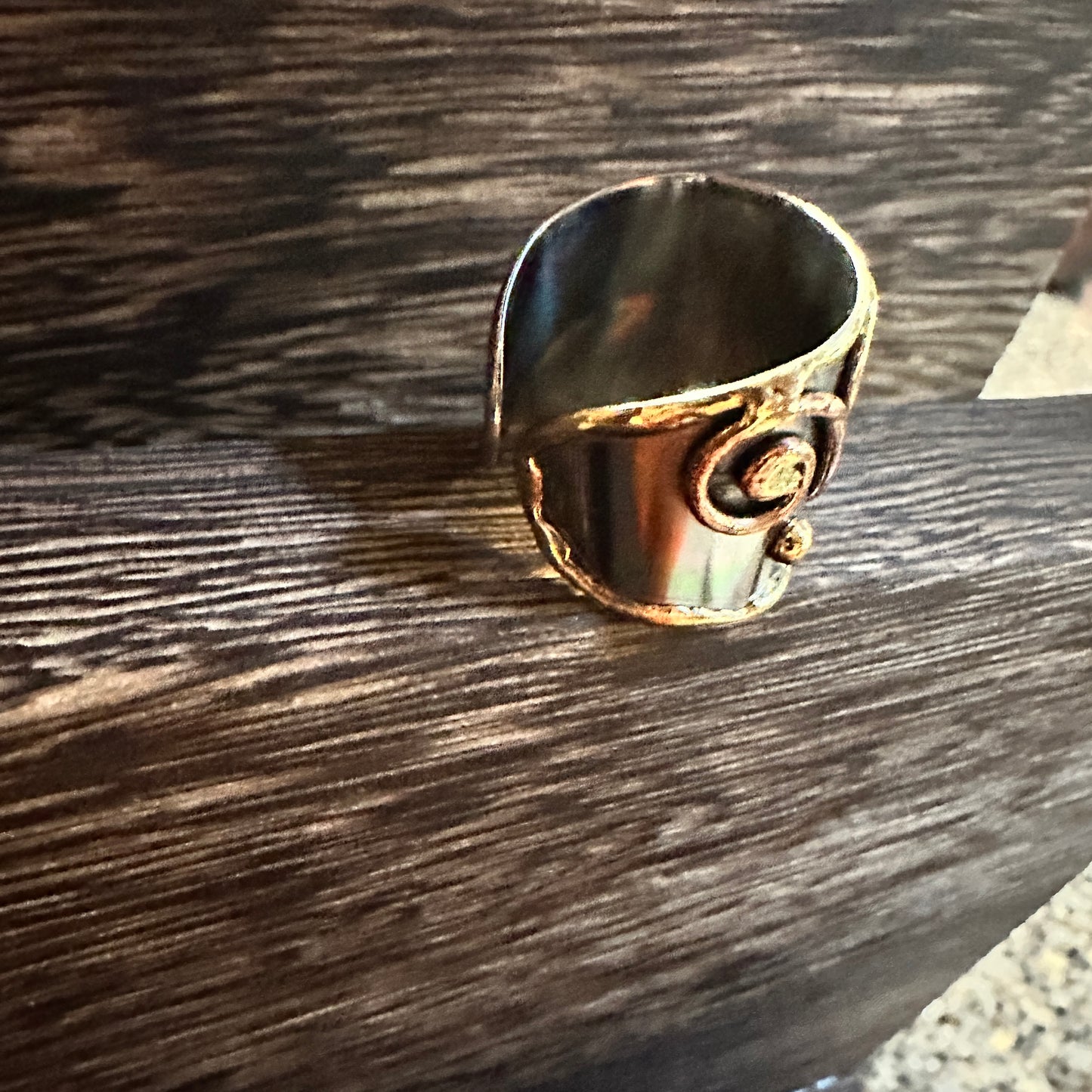 Artisan Crafted Silver & Copper Heart Wide Cuff Ring in Gift Box Silver Elegant