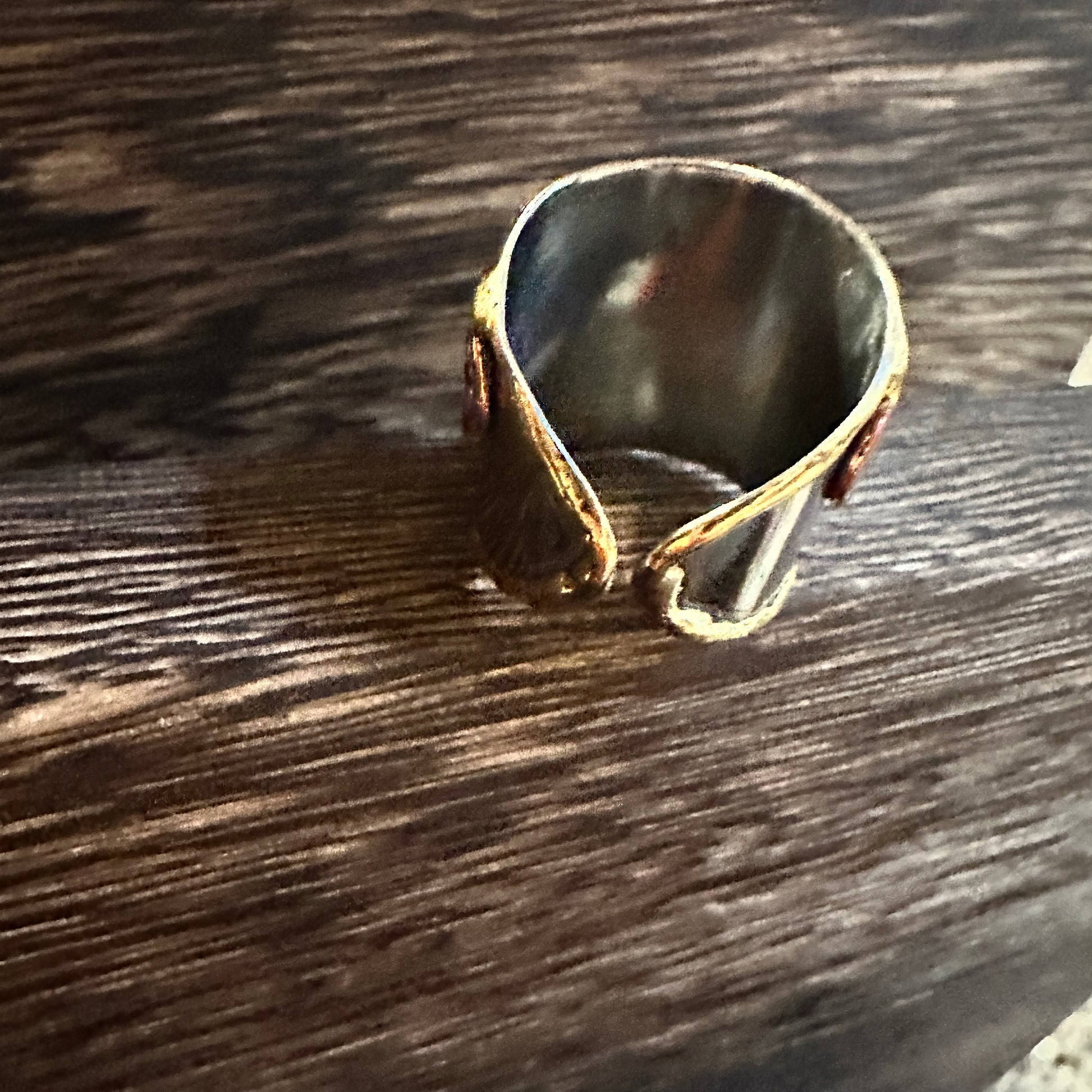 Artisan Crafted Silver & Copper Heart Wide Cuff Ring in Gift Box Silver Elegant