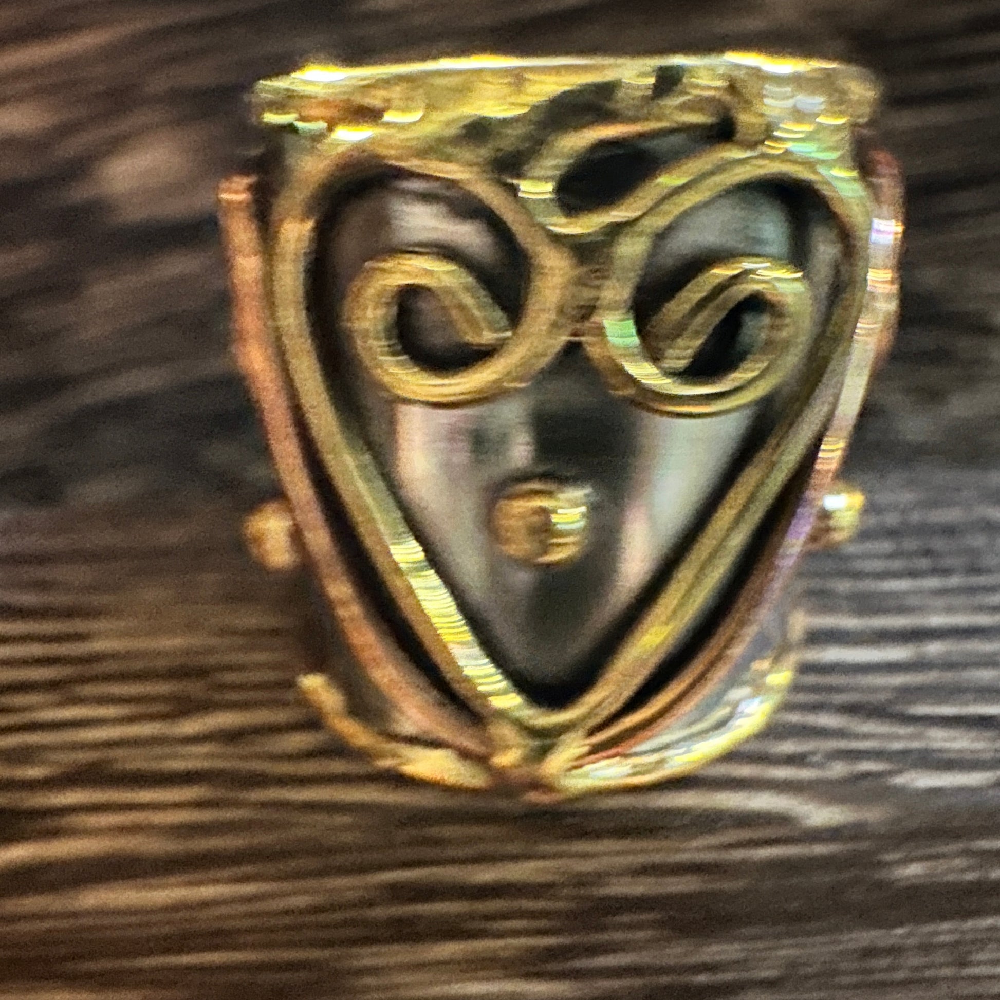 Artisan Crafted Silver & Copper Heart Wide Cuff Ring in Gift Box Silver Elegant