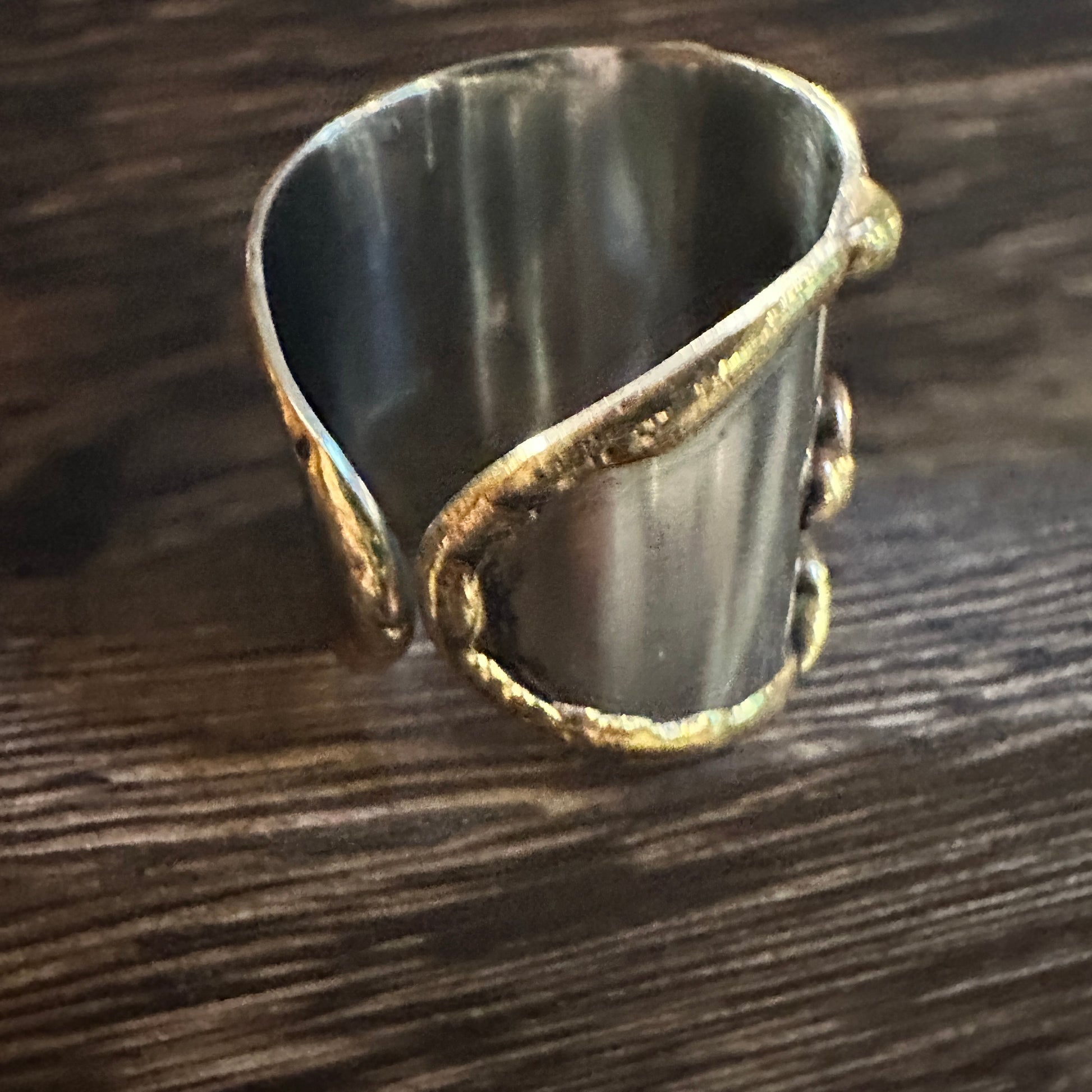 Artisan Crafted Bohemian Silver & Copper Heart Wide Cuff Ring in Gift Box Silver Elegant