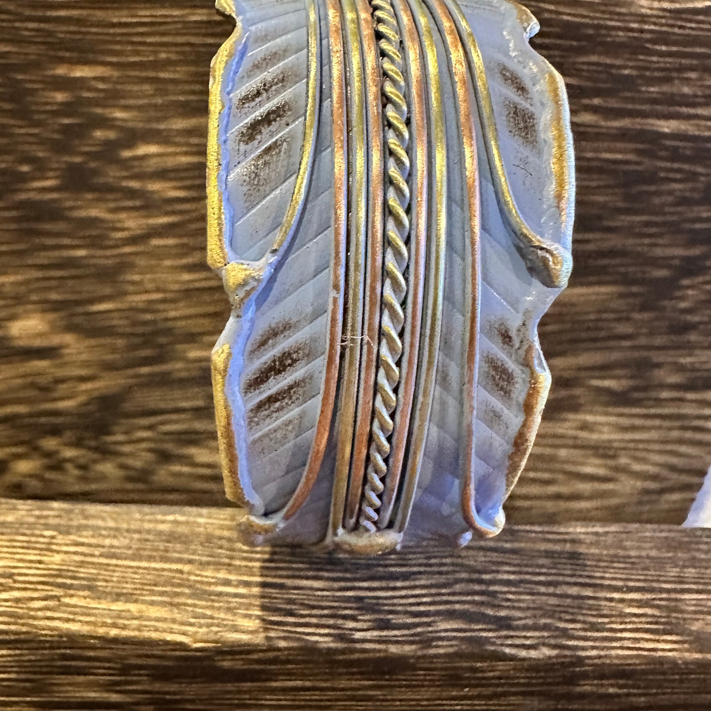Patina Green Leaf Cuff Bracelet - 2in Wide Adjustable Brass Design in Gift Box Silver Elegant