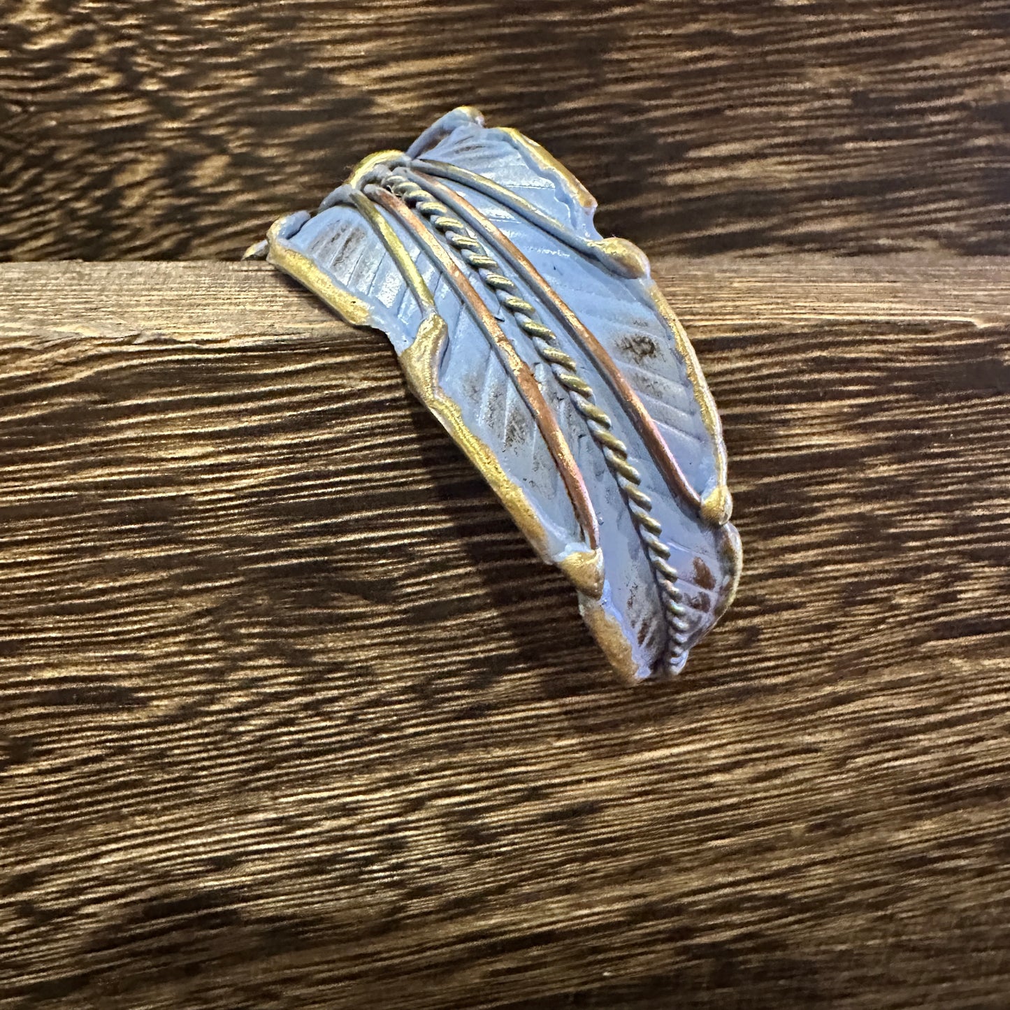Patina Green Leaf Cuff Bracelet - 2in Wide Adjustable Brass Design in Gift Box Silver Elegant