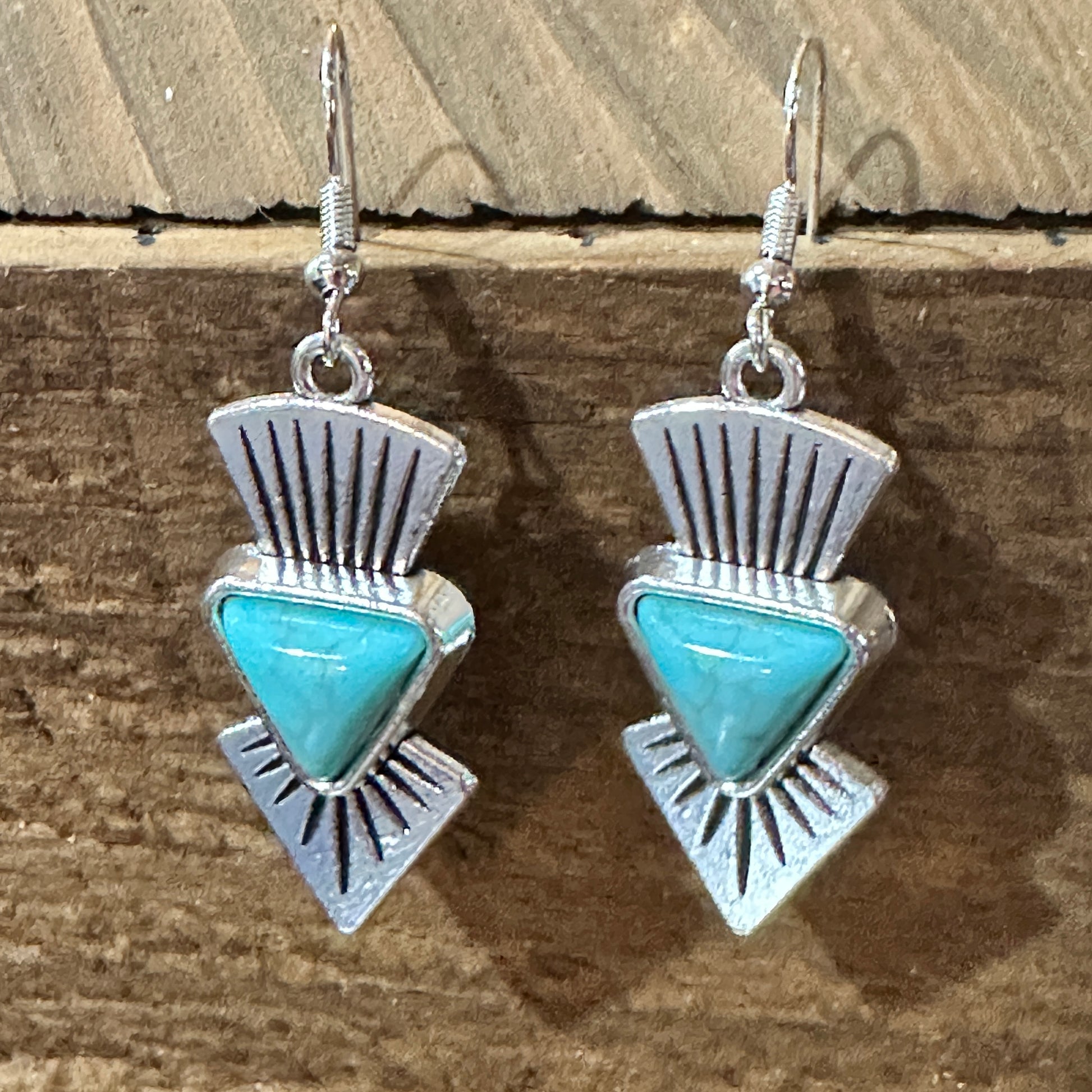Squash Faux Turquoise Necklace and Earrings Set in Mixed Metals Silver Elegant
