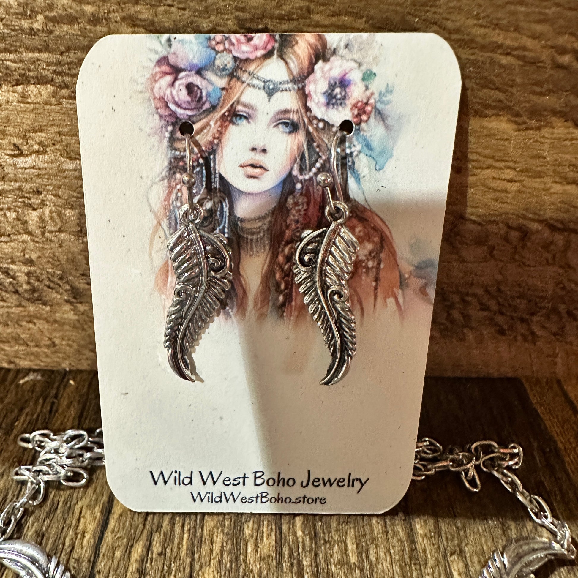 Bohemian Willow Leaf Turquoise Cabochon Jewelry Set: Necklace & Earrings Silver Elegant