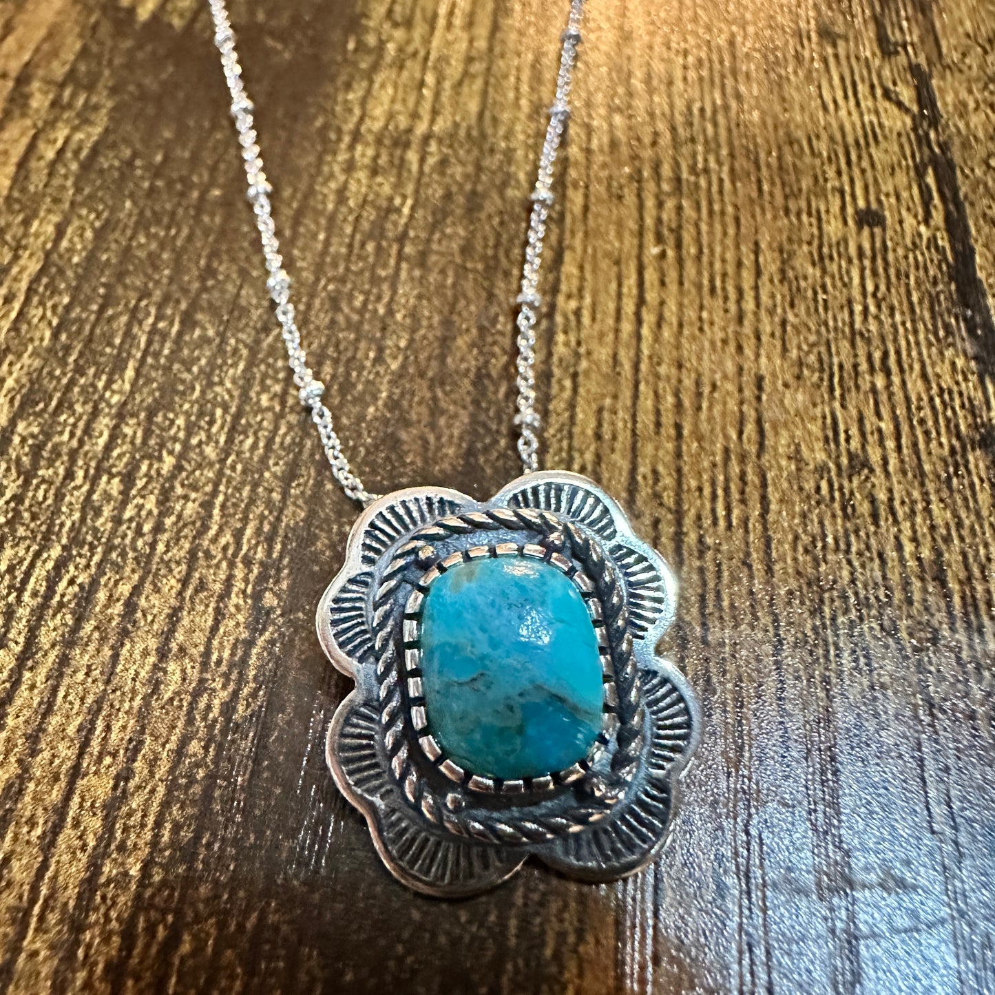 Turquoise Elegance: Sterling Silver Beaded Chain Necklace 16-18", Ships in Gift Box Silver Elegant