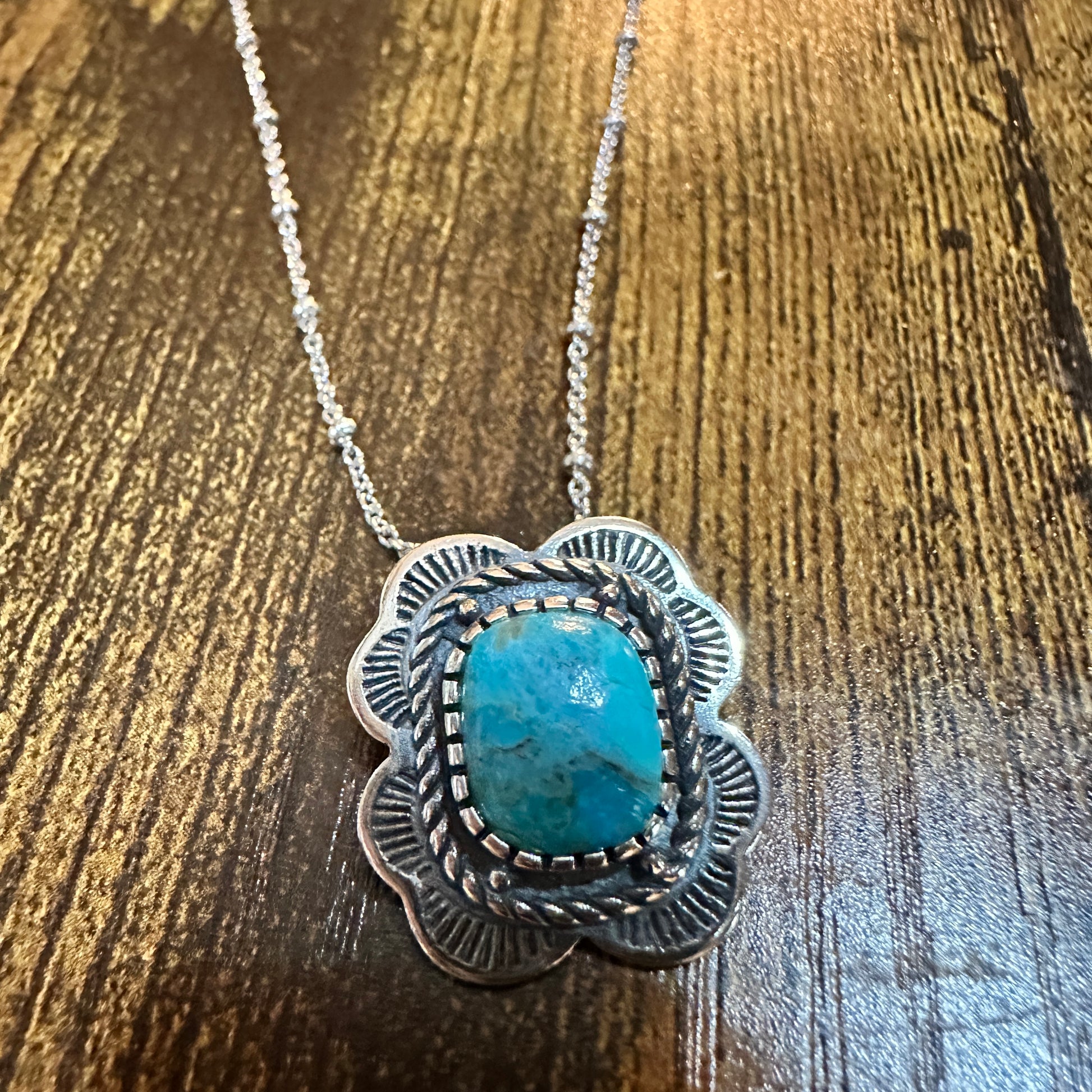 Turquoise Elegance: Sterling Silver Beaded Chain Necklace 16-18", Ships in Gift Box Silver Elegant