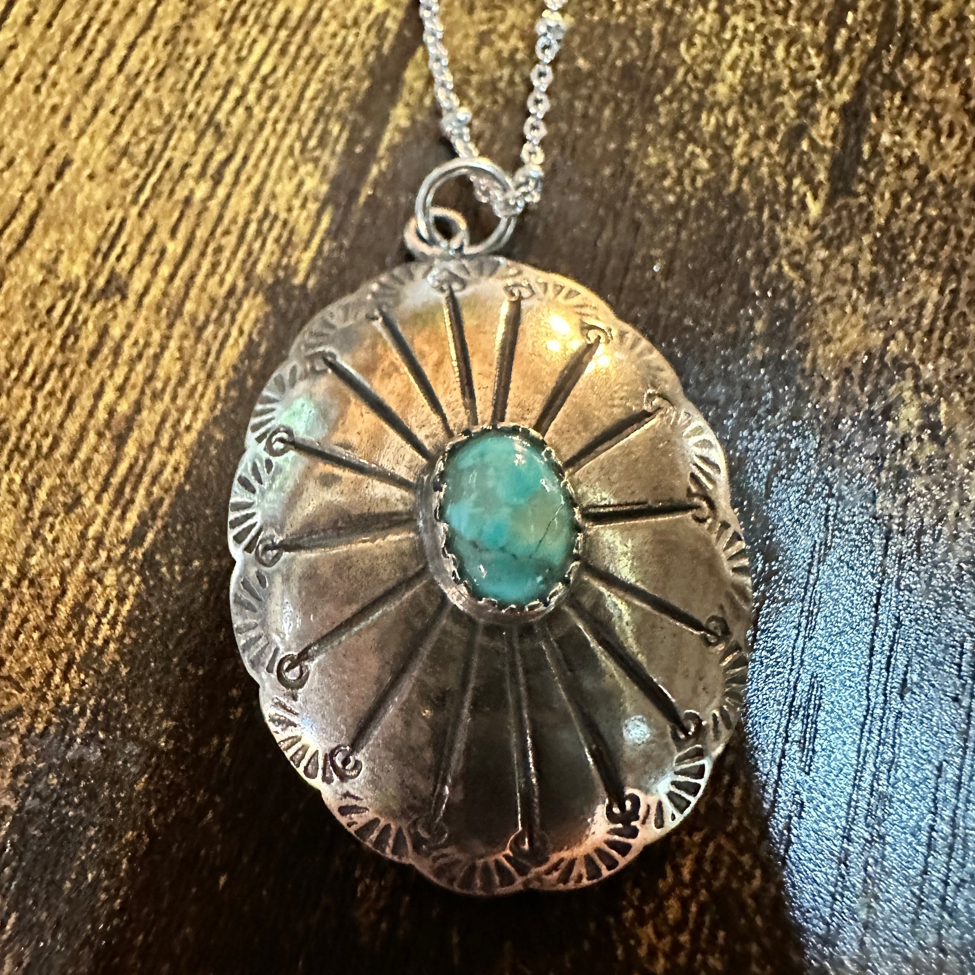 Concho Turquoise Elegance: Adjustable Sterling Silver Beaded Necklace 16-18", Gift Box Silver Elegant