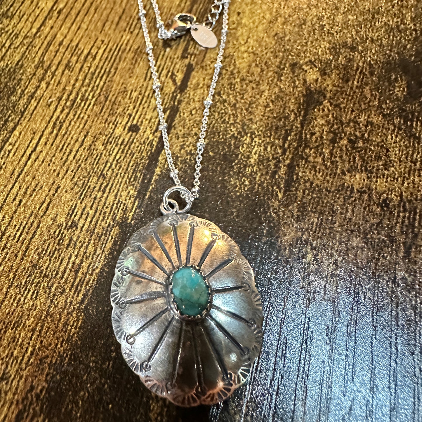 Concho Turquoise Elegance: Adjustable Sterling Silver Beaded Necklace 16-18", Gift Box Silver Elegant