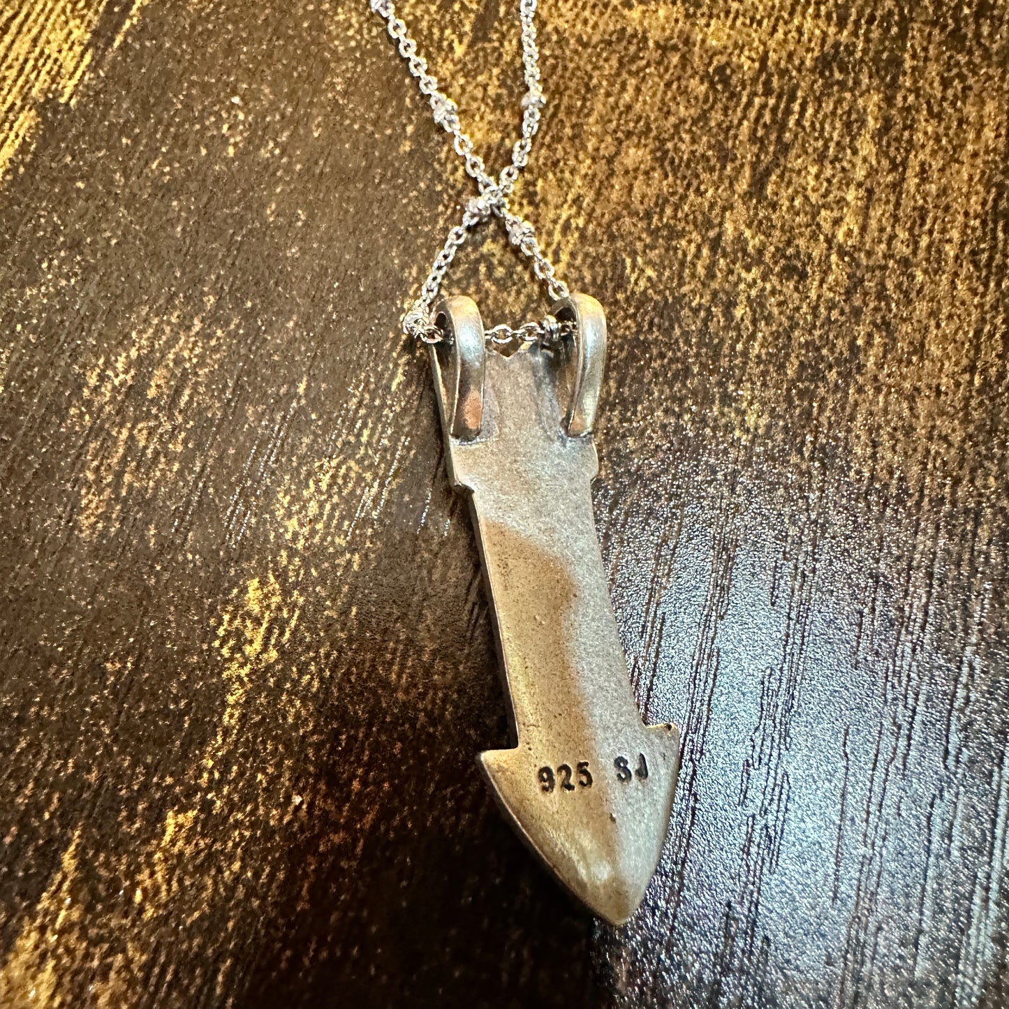 Native Inspired Arrowhead Turquoise Pendant Necklace in Sterling Silver, Gift Box Silver Elegant