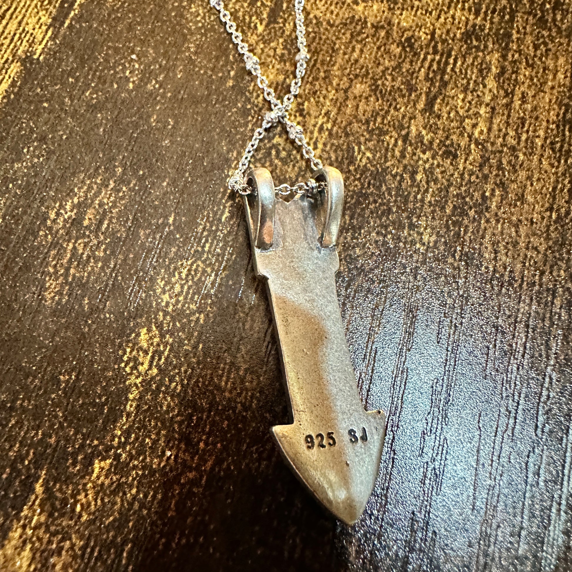 Native Inspired Arrowhead Turquoise Pendant Necklace in Sterling Silver, Gift Box Silver Elegant