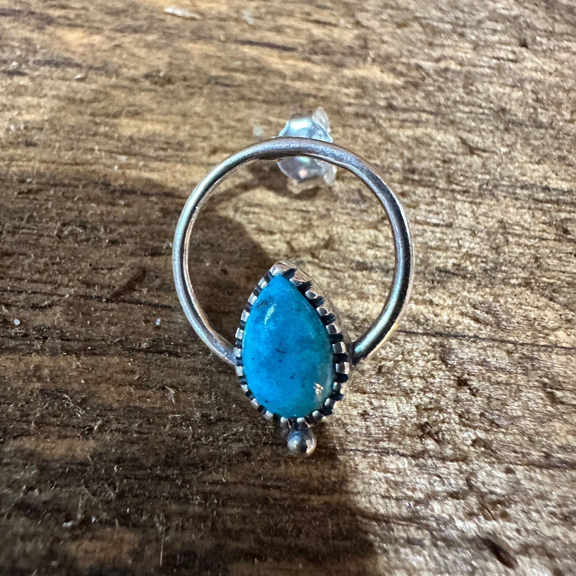 Bohemian Bliss Turquoise Sterling Silver Hoops Stud Earrings, Gift Box Silver Elegant