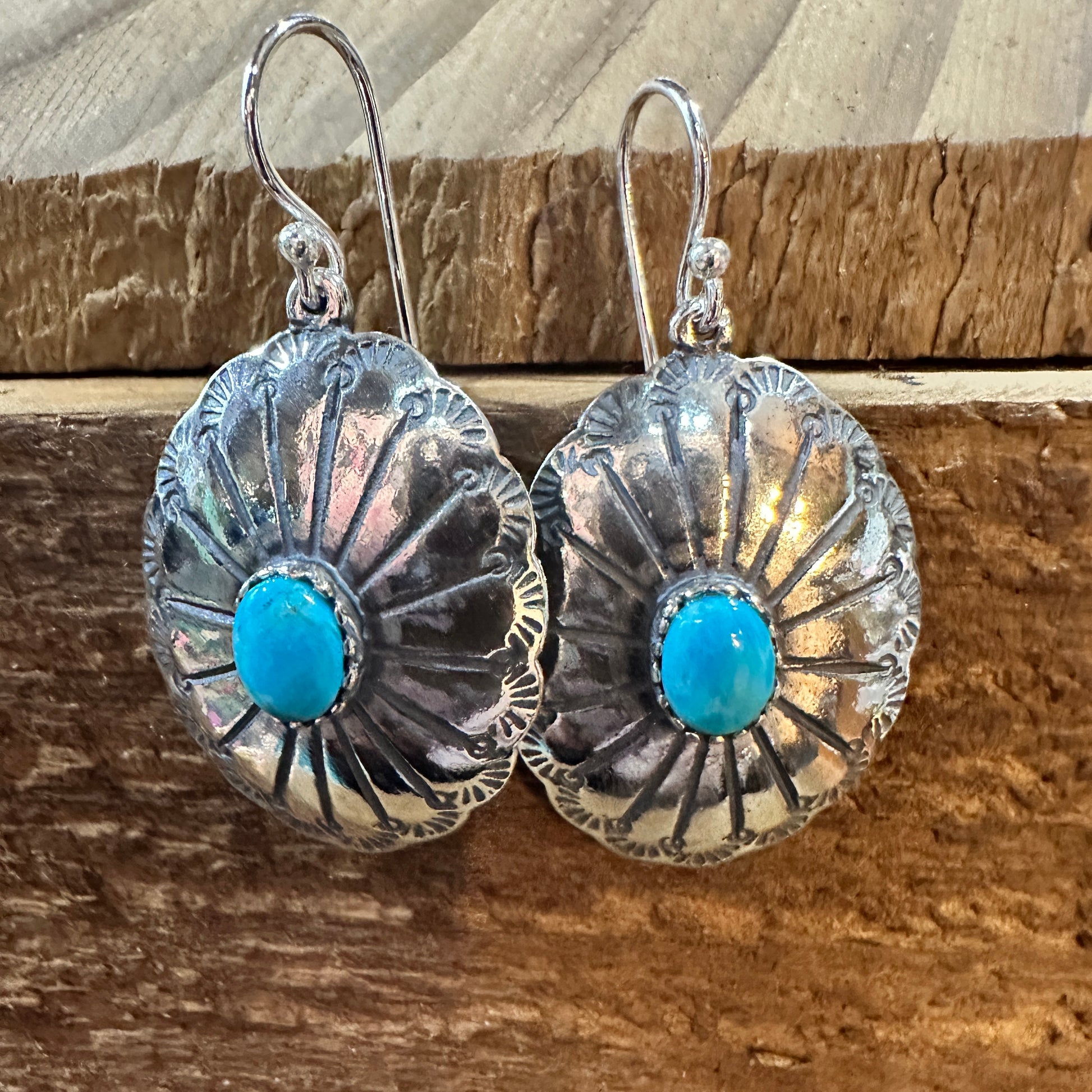 Turquoise Dreamcatcher Earrings in Sterling Silver Silver Elegant