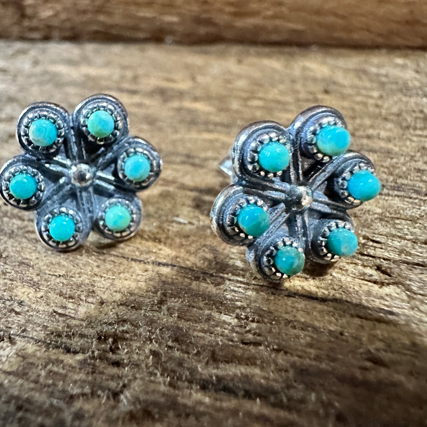 Iris Blossom Turquoise Silver Studs Silver Elegant