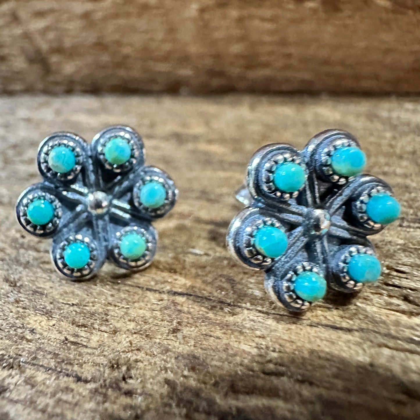 Iris Blossom Turquoise Silver Studs Silver Elegant