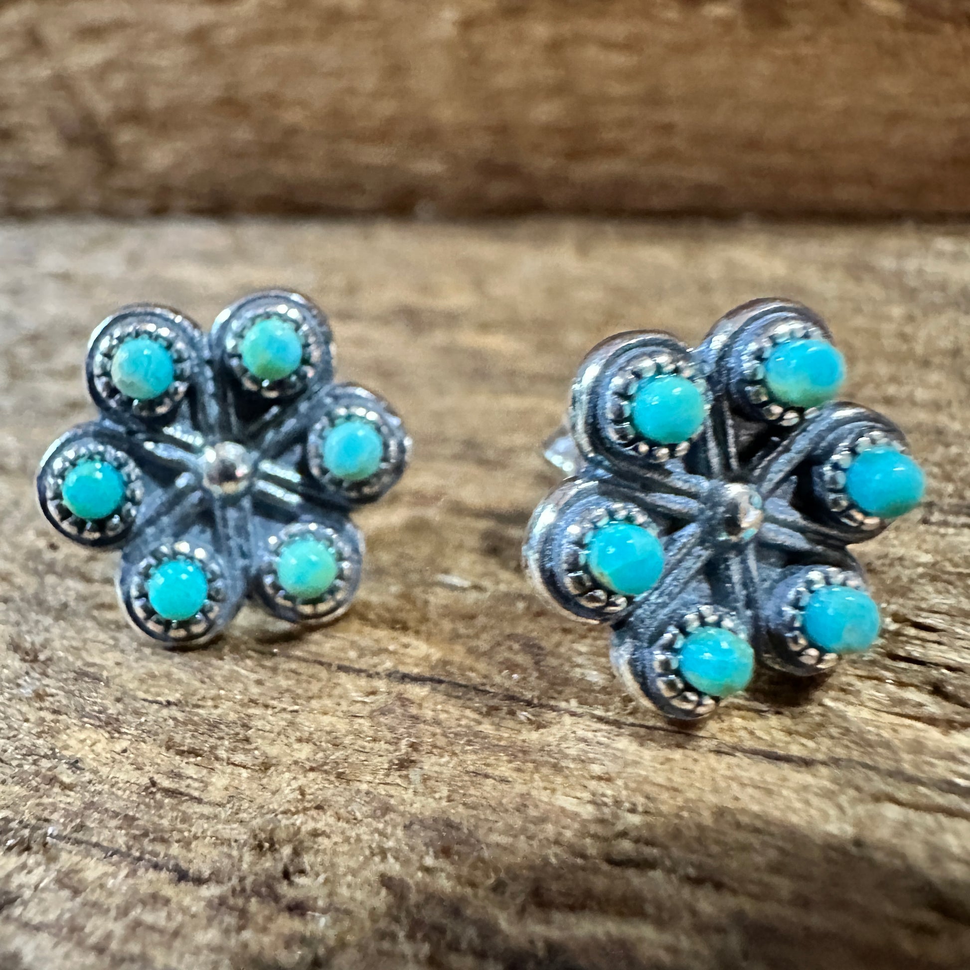 Iris Blossom Turquoise Silver Studs Silver Elegant