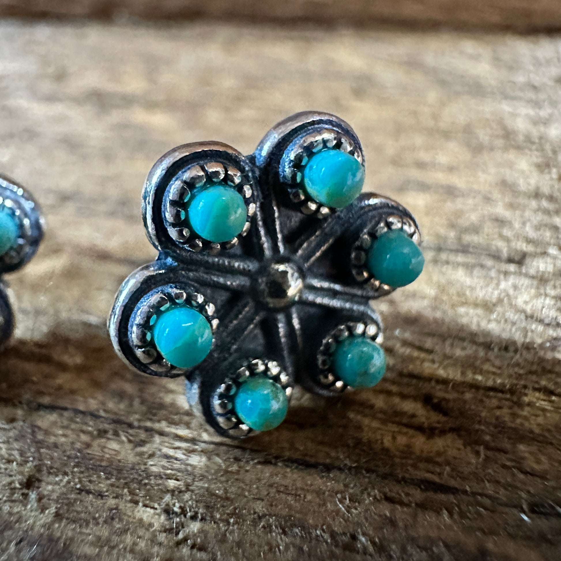 Iris Blossom Turquoise Silver Studs Silver Elegant