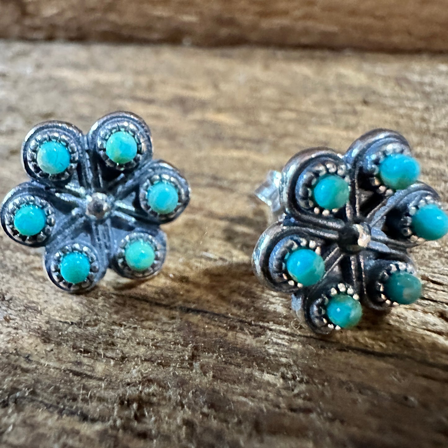 Iris Blossom Turquoise Silver Studs Silver Elegant