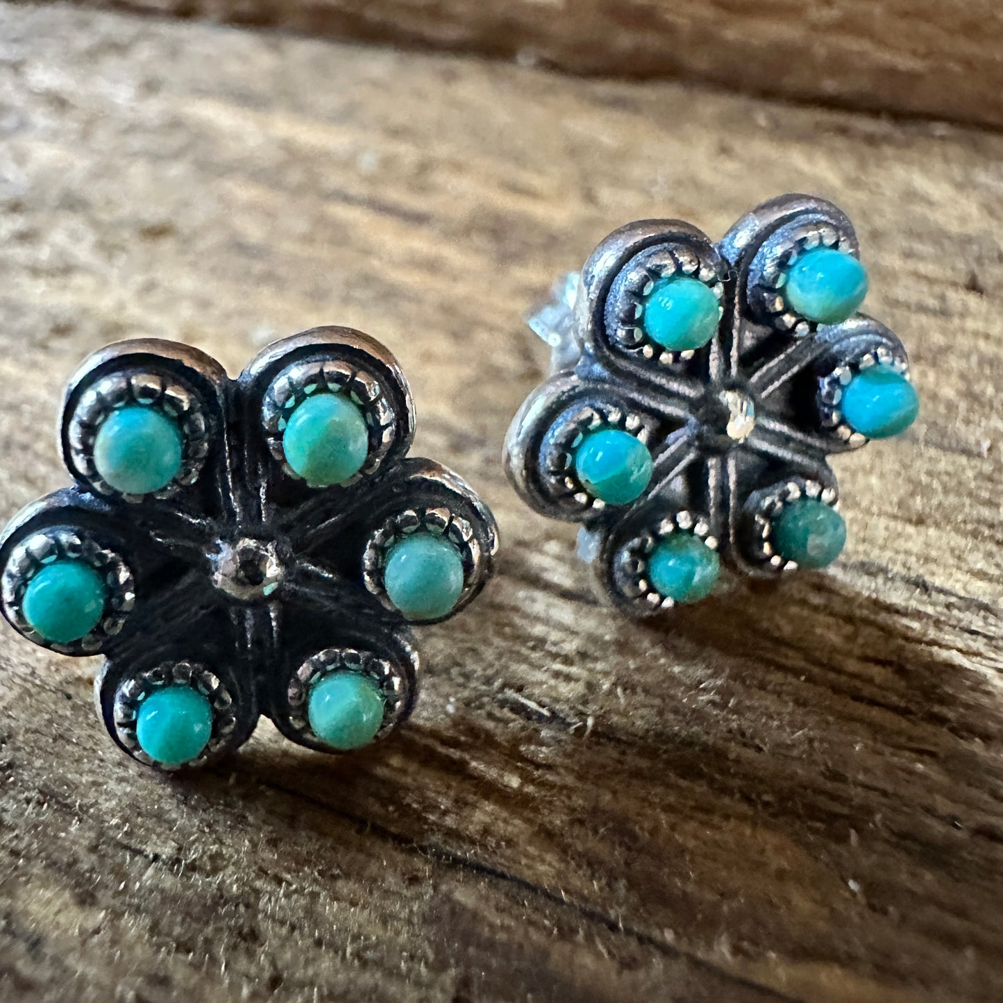 Iris Blossom Turquoise Silver Studs Silver Elegant