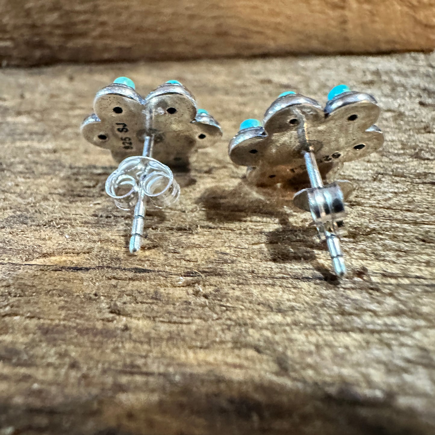 Iris Blossom Turquoise Silver Studs Silver Elegant