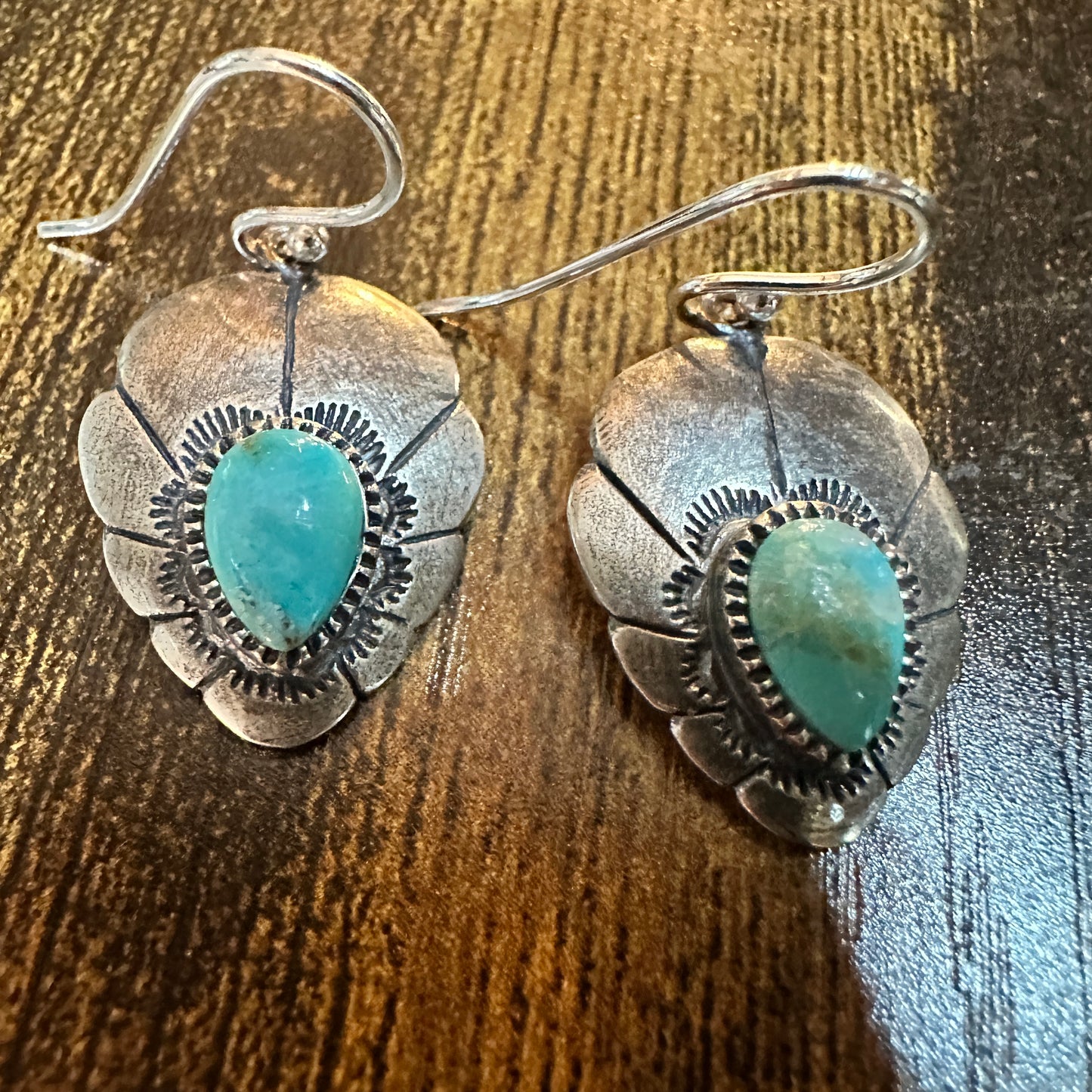 Native American Turquoise Dreamcatcher Wire Drop Earrings in Sterling Silver, Gift Box Silver Elegant