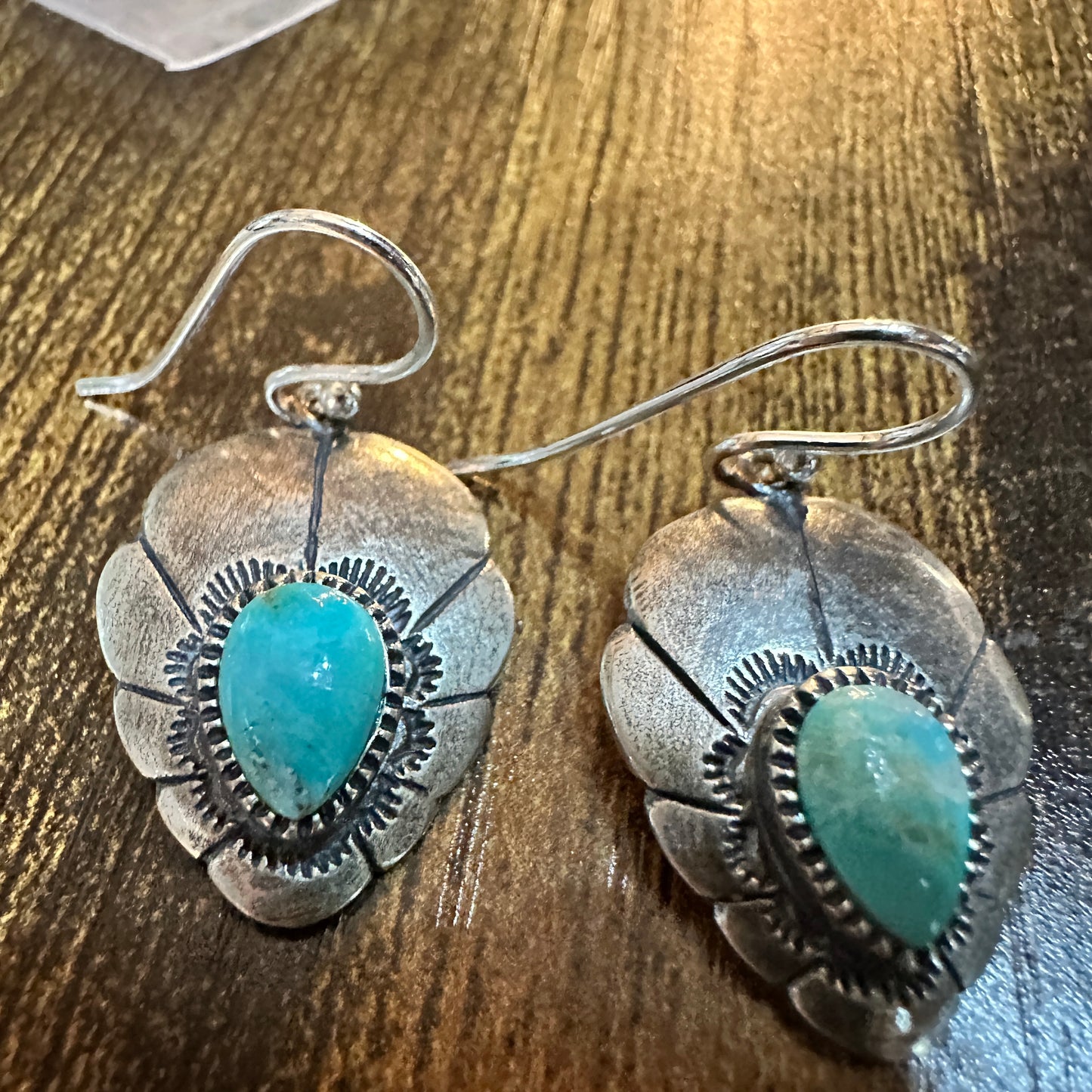 Native American Turquoise Dreamcatcher Wire Drop Earrings in Sterling Silver, Gift Box Silver Elegant