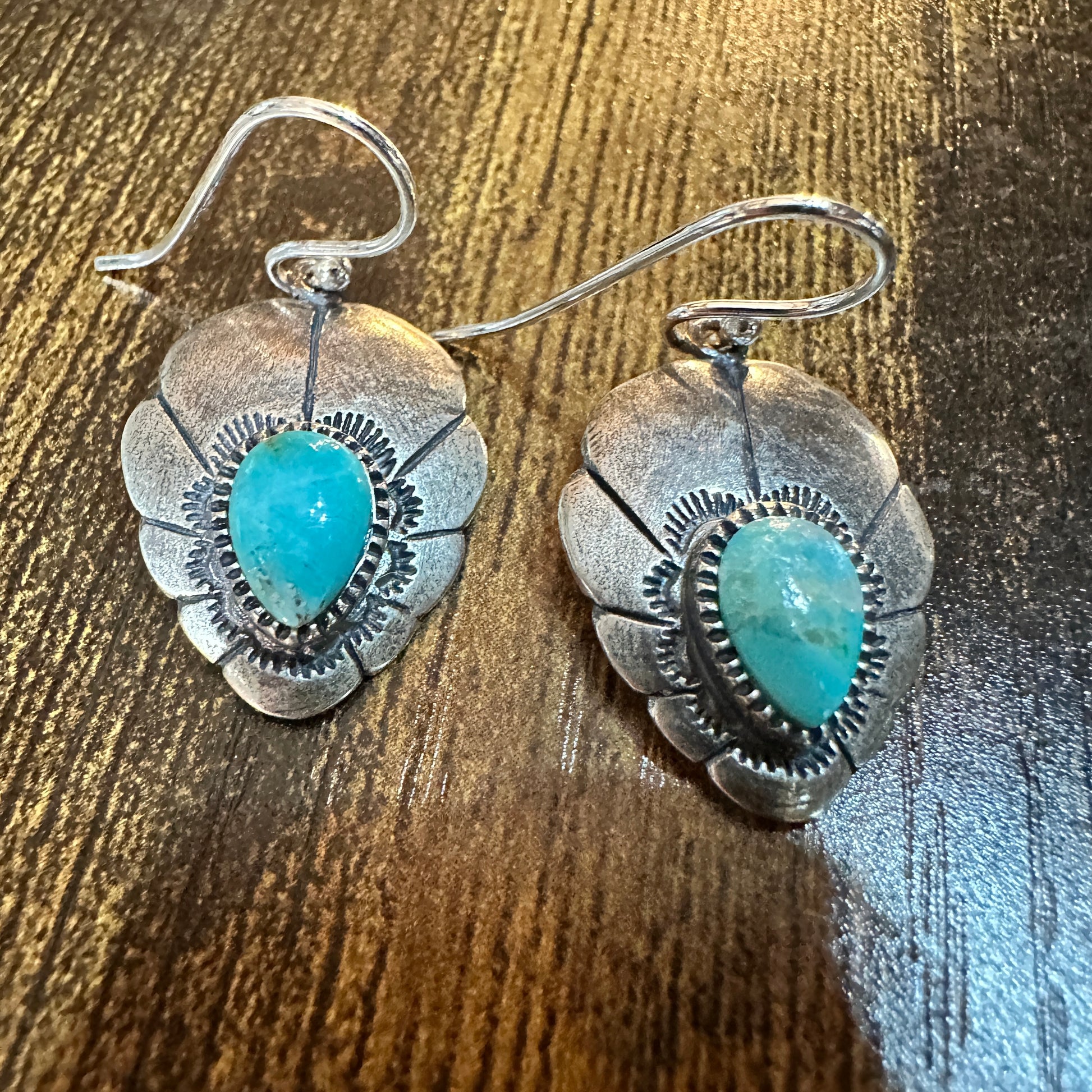 Native American Turquoise Dreamcatcher Wire Drop Earrings in Sterling Silver, Gift Box Silver Elegant