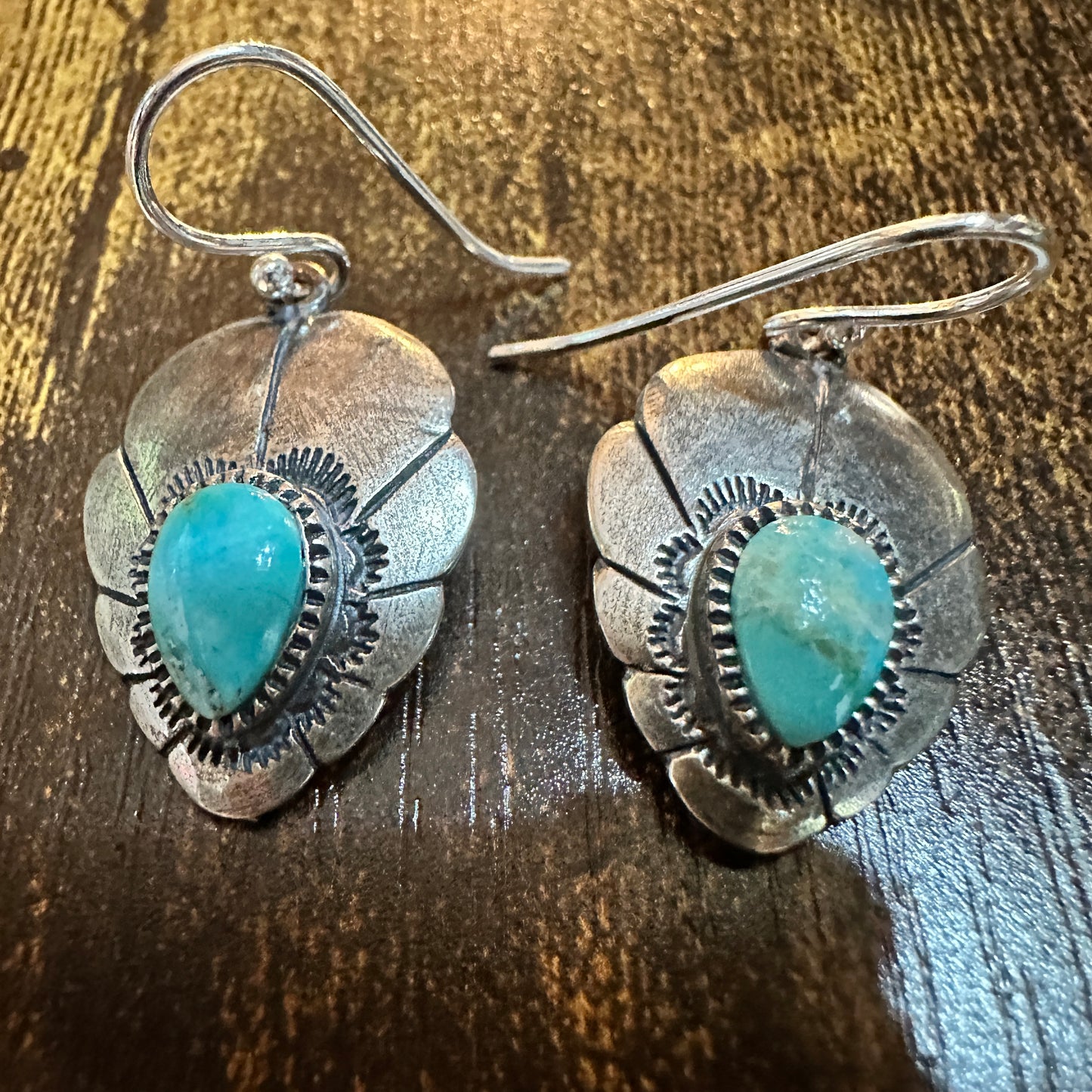 Native American Turquoise Dreamcatcher Wire Drop Earrings in Sterling Silver, Gift Box Silver Elegant