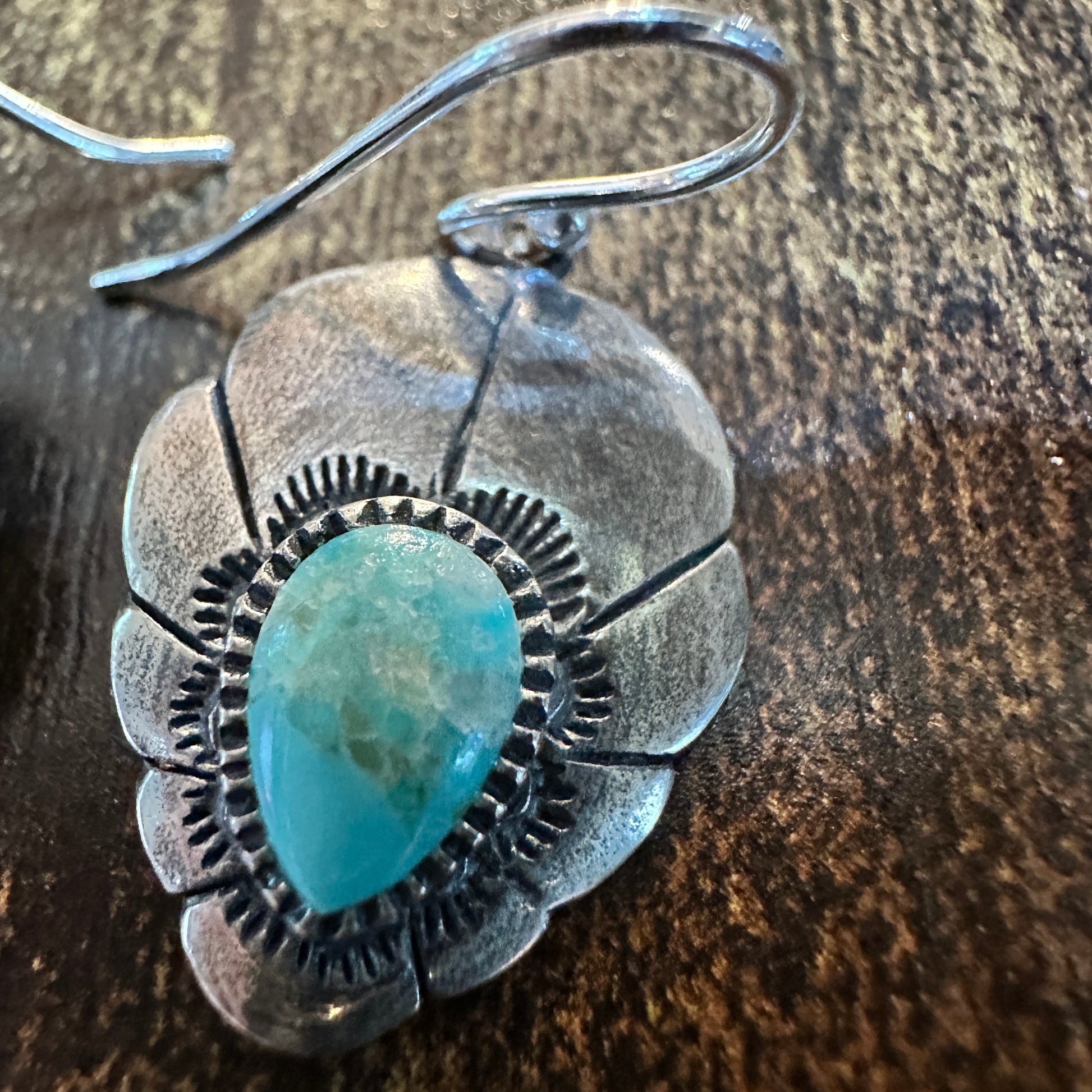 Native American Turquoise Dreamcatcher Wire Drop Earrings in Sterling Silver, Gift Box Silver Elegant
