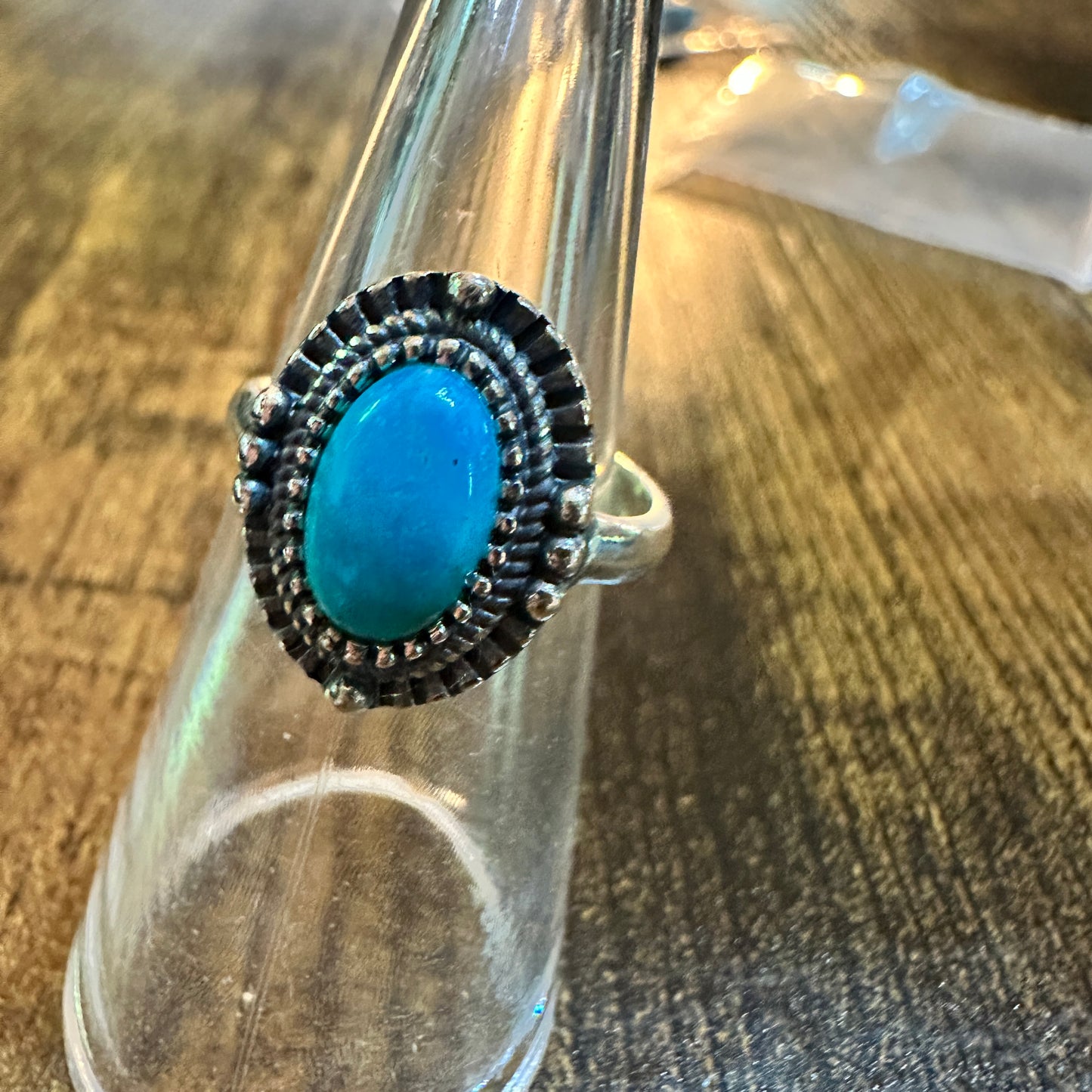 Boho Native Inspired Turquoise Elegance: Adjustable Sterling Silver Ring, Gift Box Silver Elegant