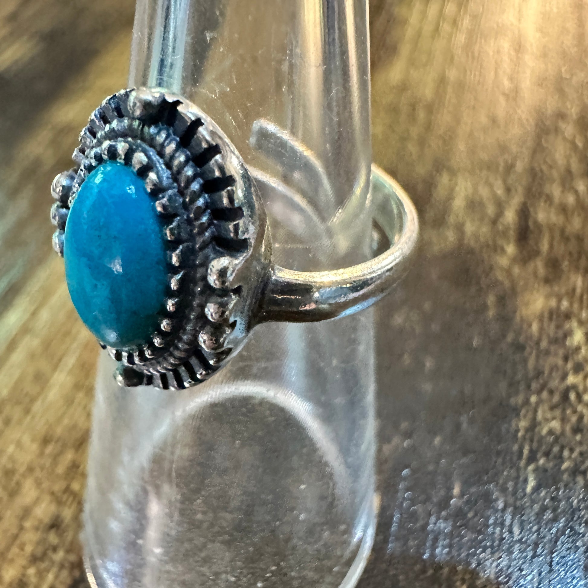 Boho Native Inspired Turquoise Elegance: Adjustable Sterling Silver Ring, Gift Box Silver Elegant