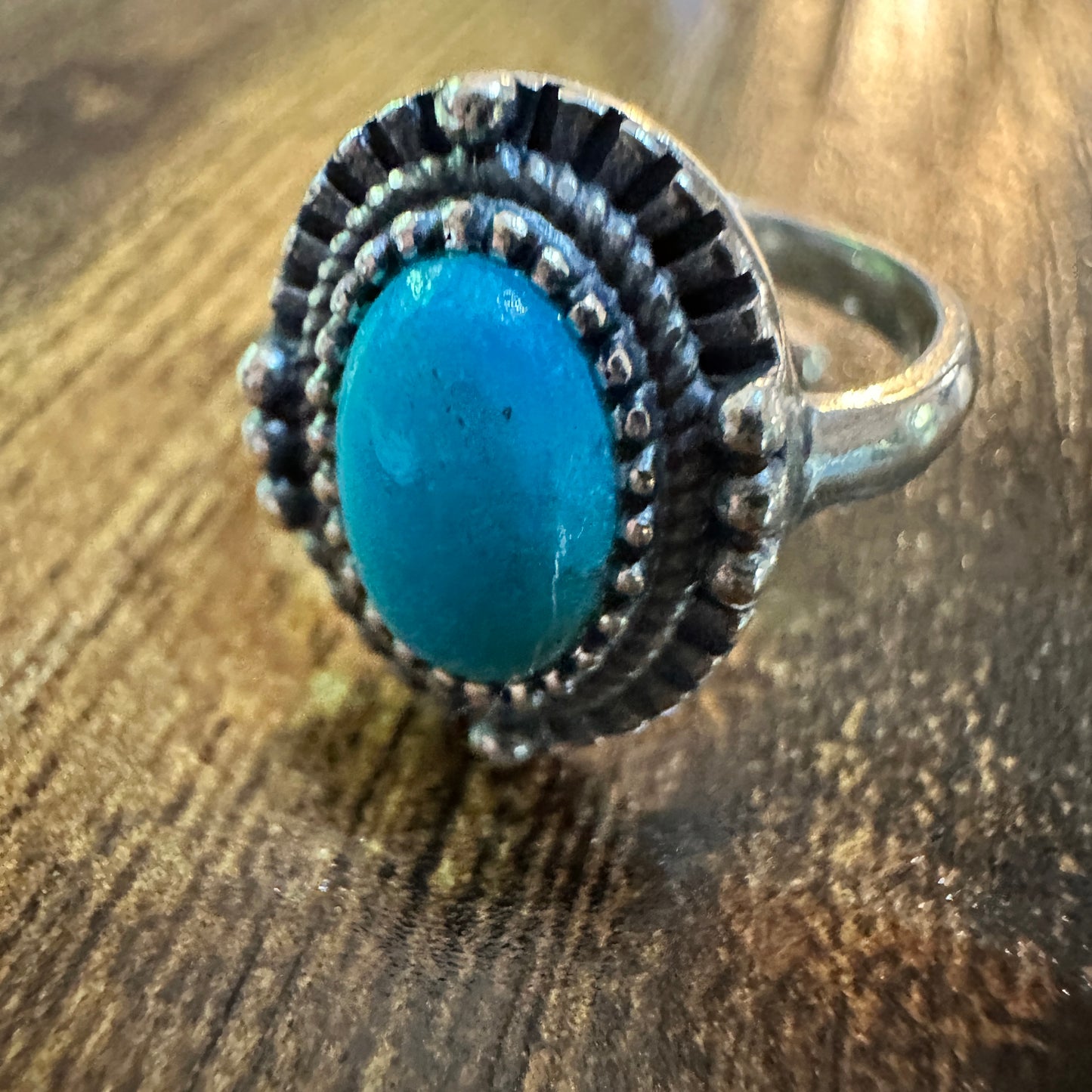 Boho Native Inspired Turquoise Elegance: Adjustable Sterling Silver Ring, Gift Box Silver Elegant