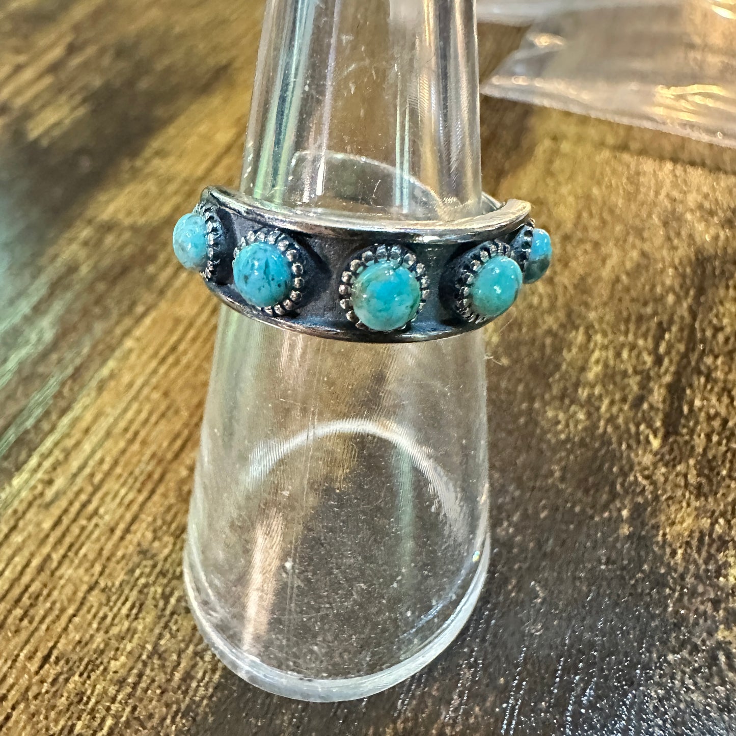 Boho Native Inspired Turquoise Elegance  Adjustable Sterling Silver Ring Band, Gift Box Silver Elegant