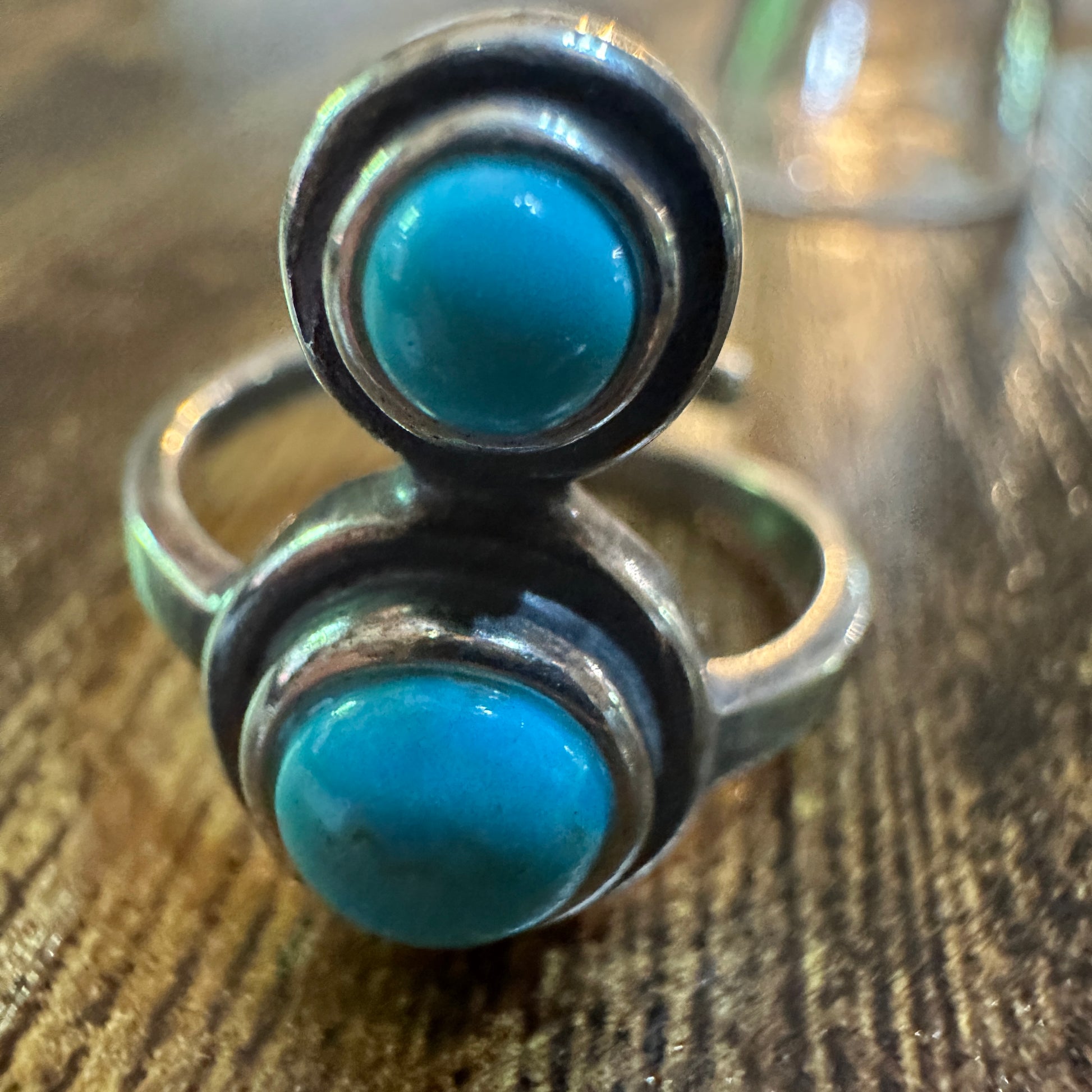 Boho Native Inspired Turquoise Serenity Sterling Silver Adjustable Ring, Gift Box Silver Elegant