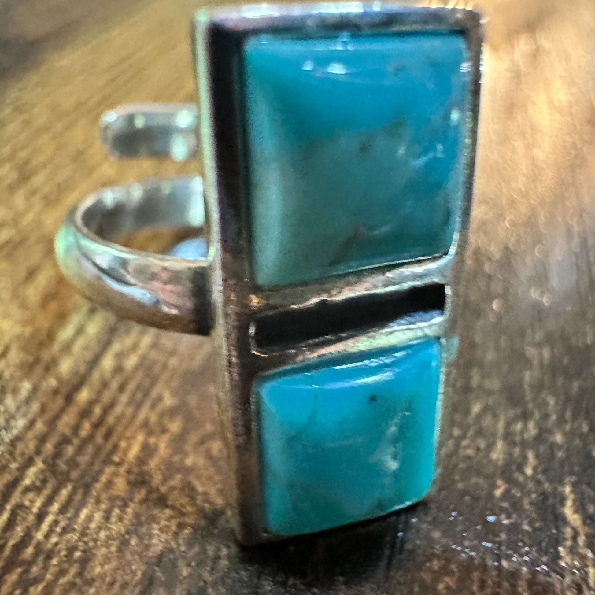 Boho Native Inspired Turquoise Dream Sterling Silver Adjustable Ring, Gift Box Silver Elegant