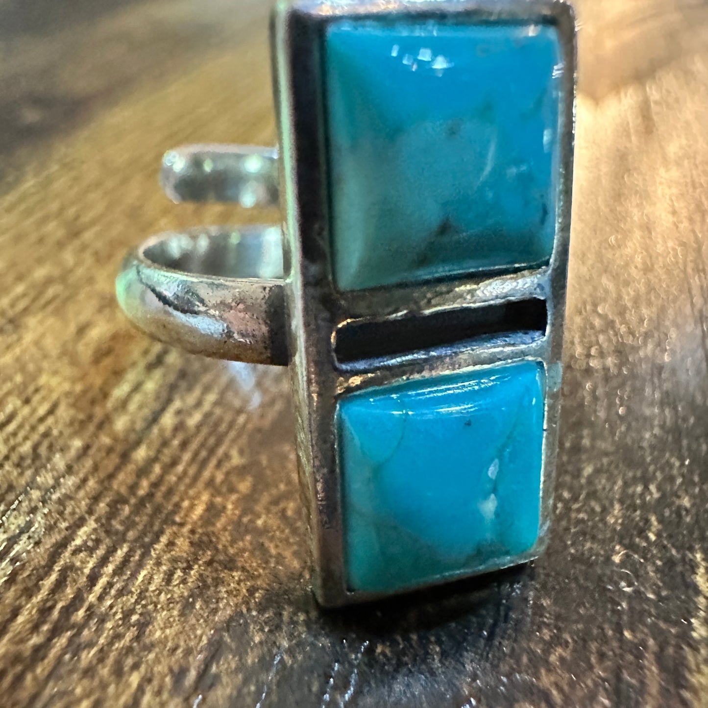 Boho Native Inspired Turquoise Dream Sterling Silver Adjustable Ring, Gift Box Silver Elegant