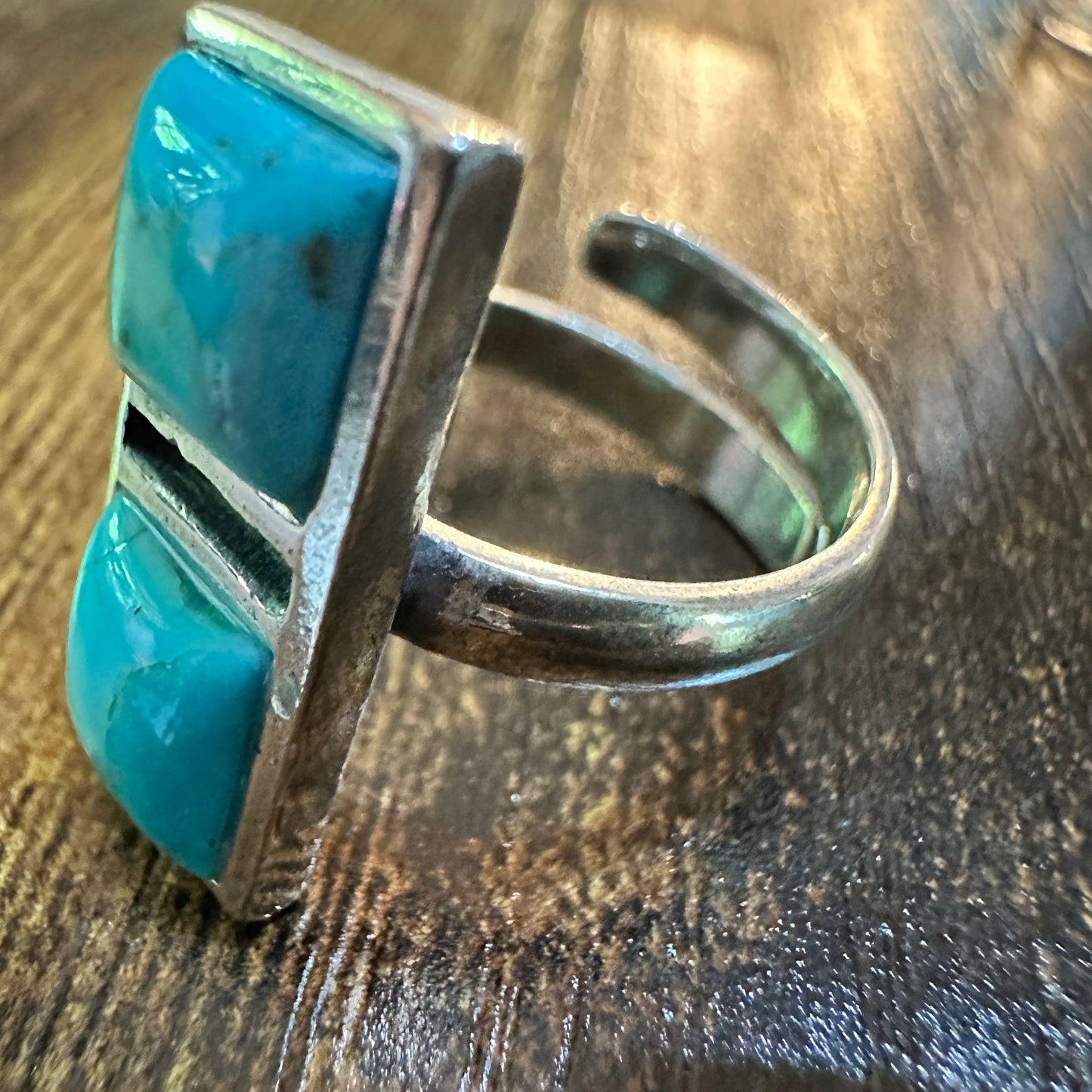 Boho Native Inspired Turquoise Dream Sterling Silver Adjustable Ring, Gift Box Silver Elegant