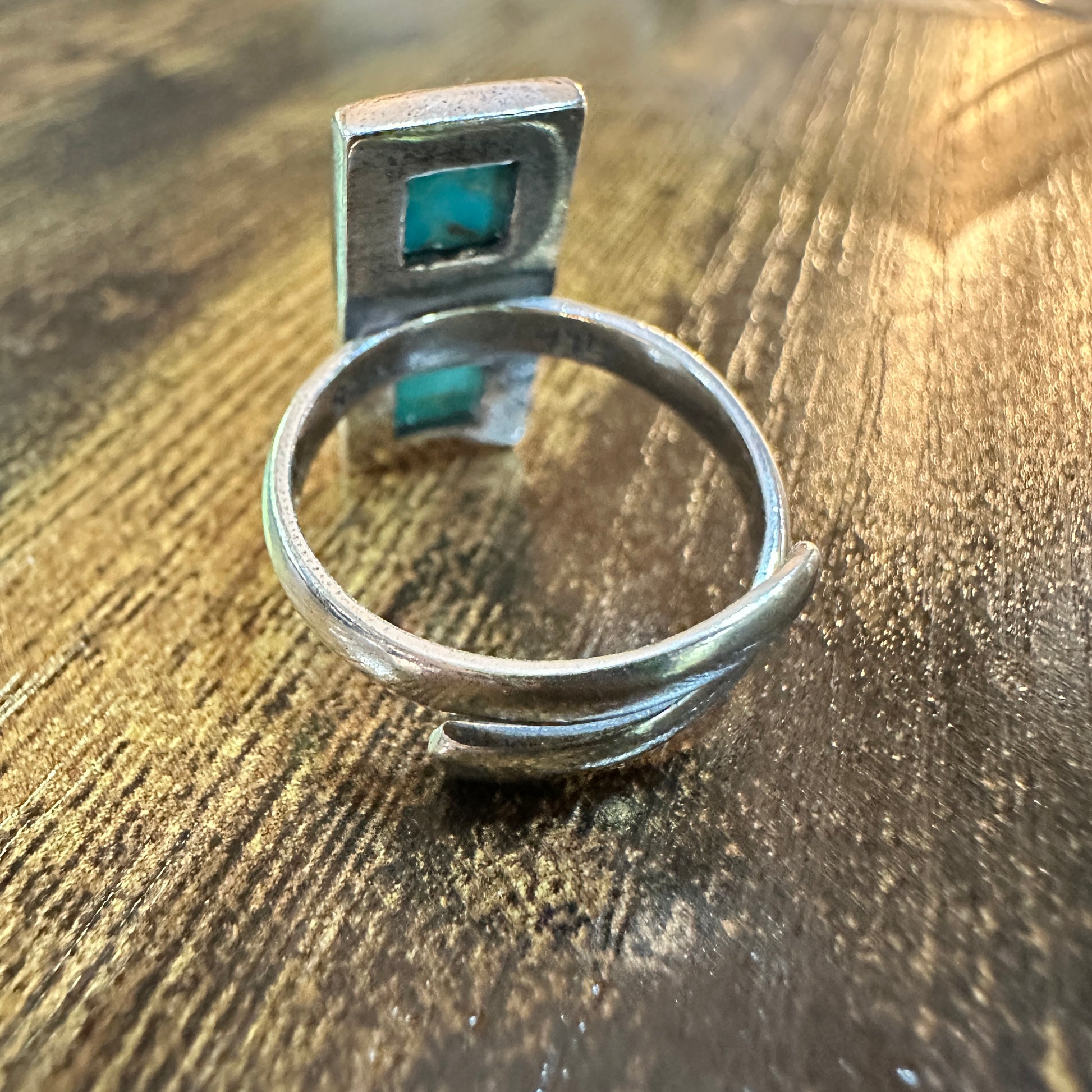 Boho Native Inspired Turquoise Dream Sterling Silver Adjustable Ring, Gift Box Silver Elegant