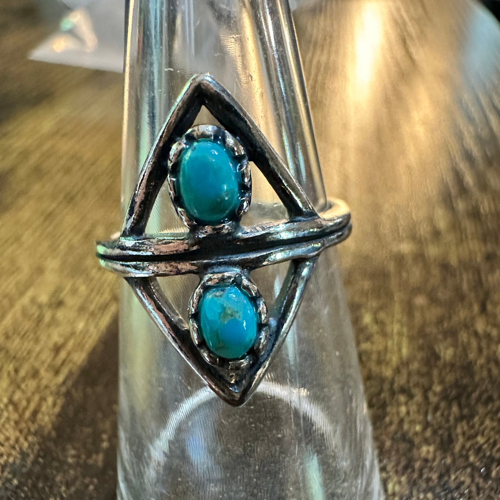 Boho Native Inspired Turquoise Serenity Adjustable Sterling Silver Ring, Gift Box Silver Elegant